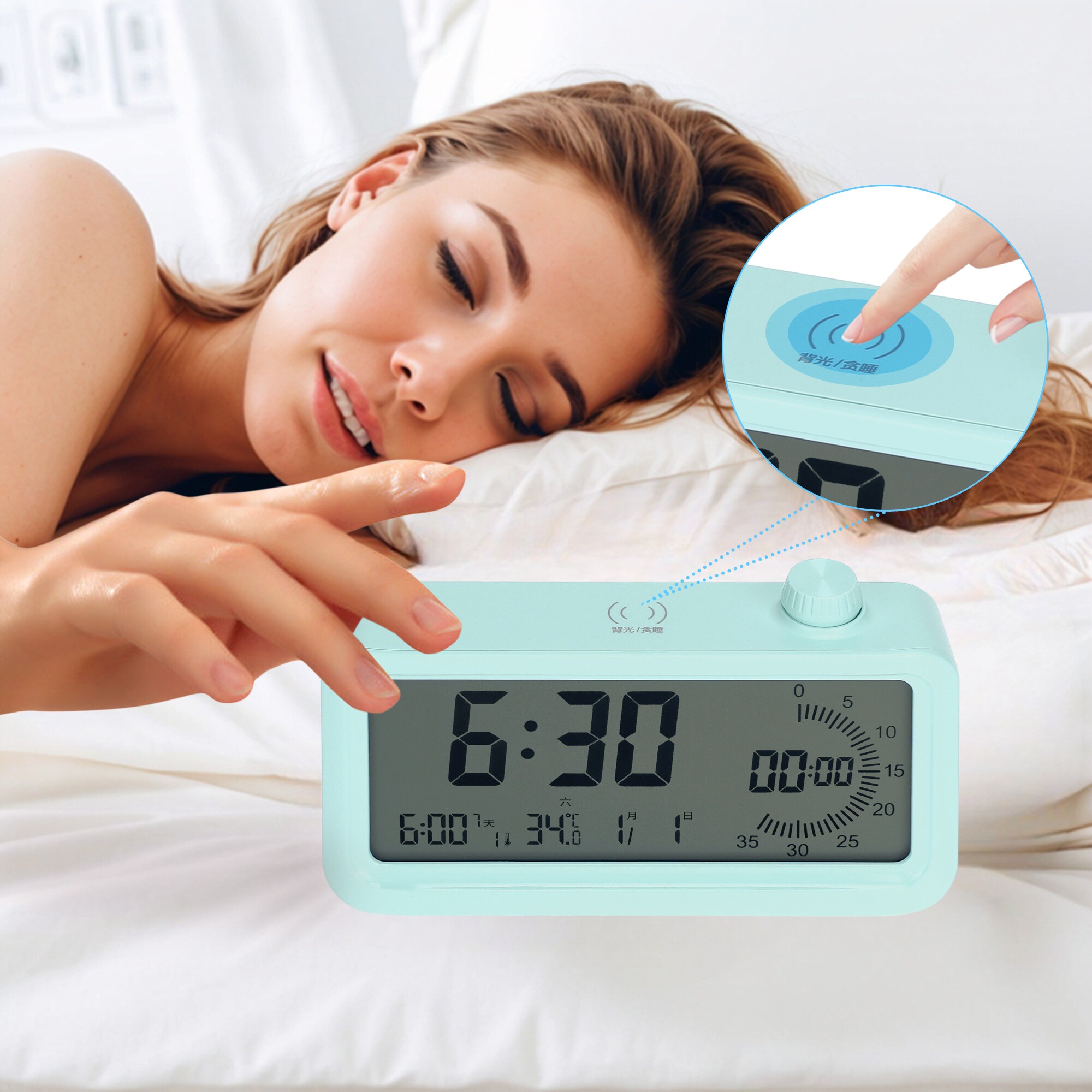 Unique Bargains Small Digital Alarm Clock for Bedroom Alarm Clocks with ...