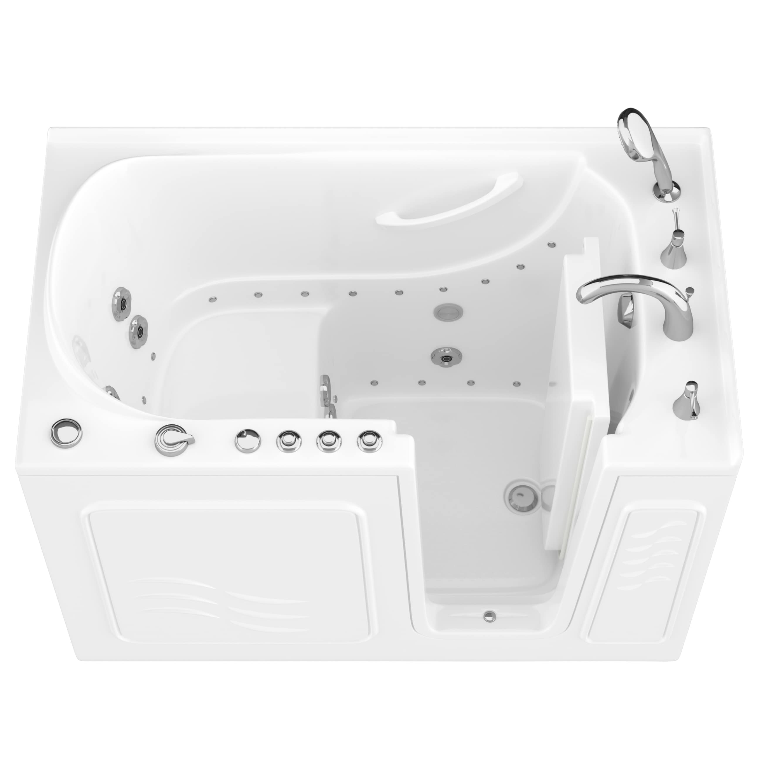 Endurance WTLSX Series 29.88-in x 52.38-in White Acrylic Rectangle Walk-in Whirlpool and Air Bath Combination Tub with Faucet Hand Shower with Drain ( Left Drain )