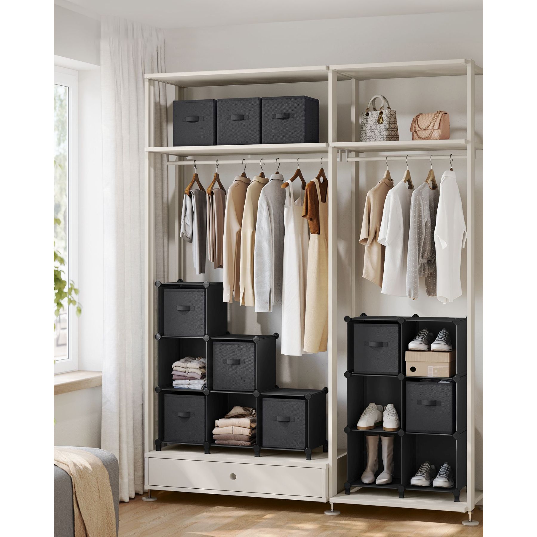 Slickblue Modular Cube Storage Organizer - Dove Gray Stackable 12 Cube ...