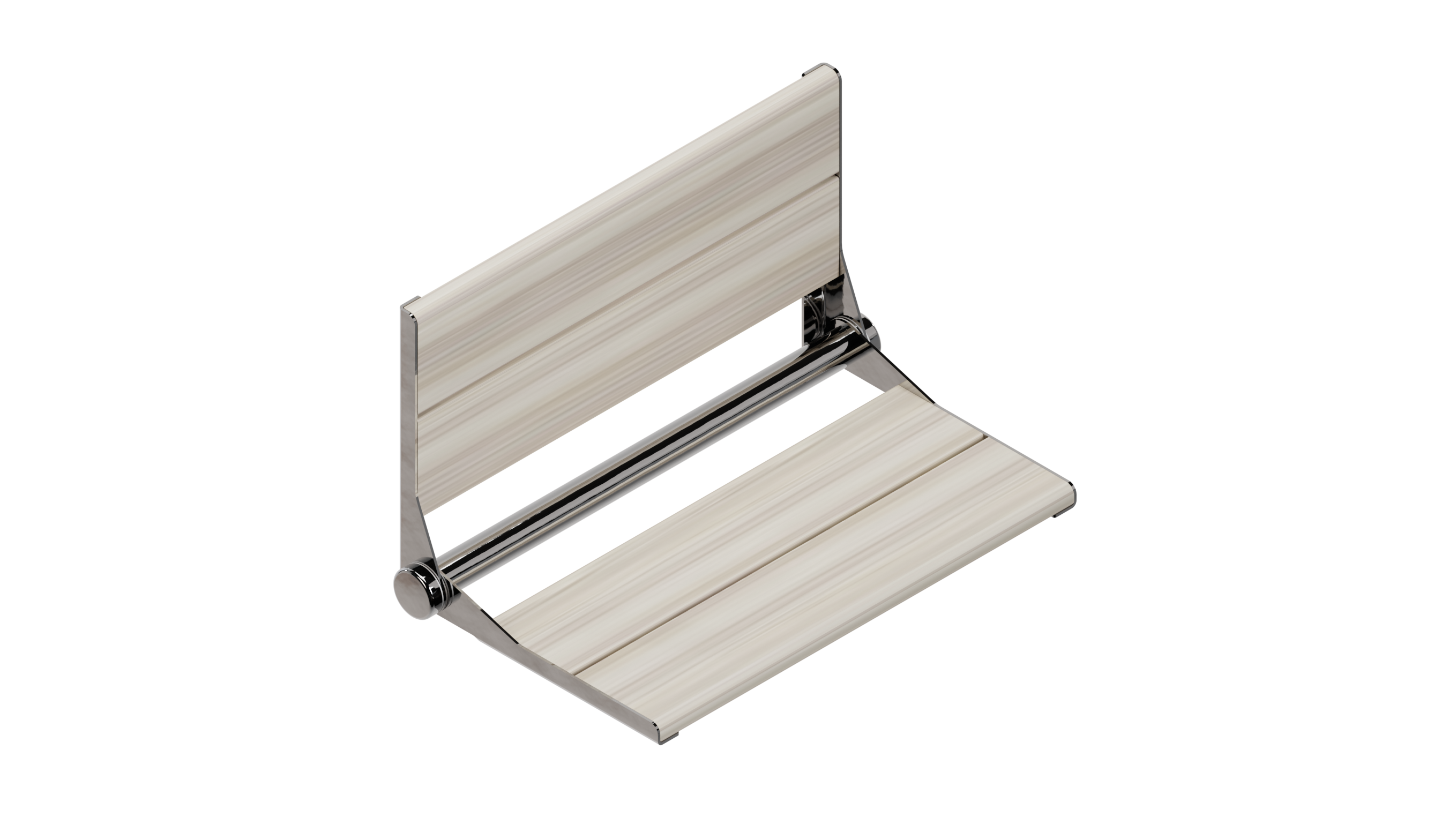 Invisia INV-WSFD-26-LIGHT-CP Light Stain Chrome Frame Bamboo Wall mount Shower seat