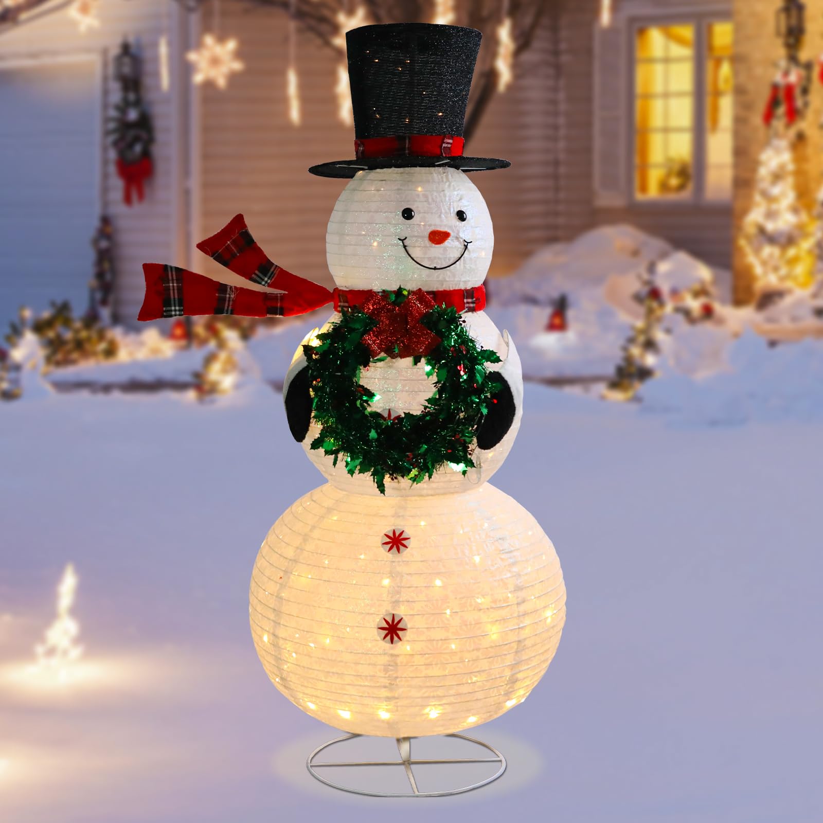 Adrinfly  Six Foot Lighted Snowman Decoration with Two Hundred Warm Led Lights for Outdoor Christmas Yard Porch Holiday Display