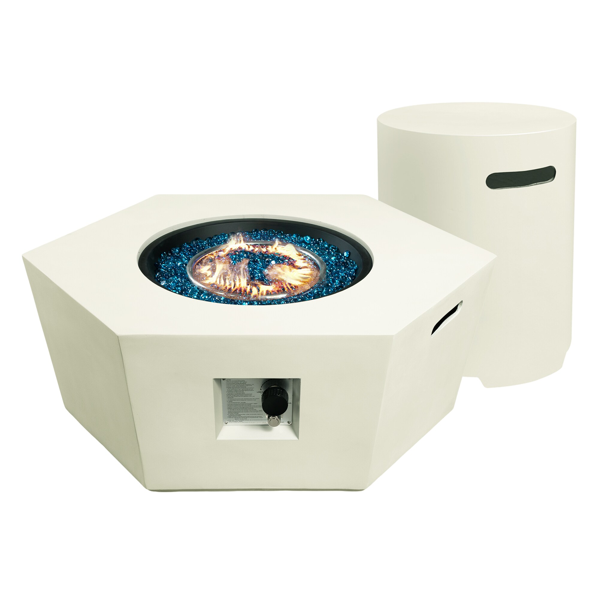 UPHA 41MGO-6BX-MBF Hexagonal Fire Pit 41-Inches W Off-White Magnesium oxide Oval Liquid propane Fire pit