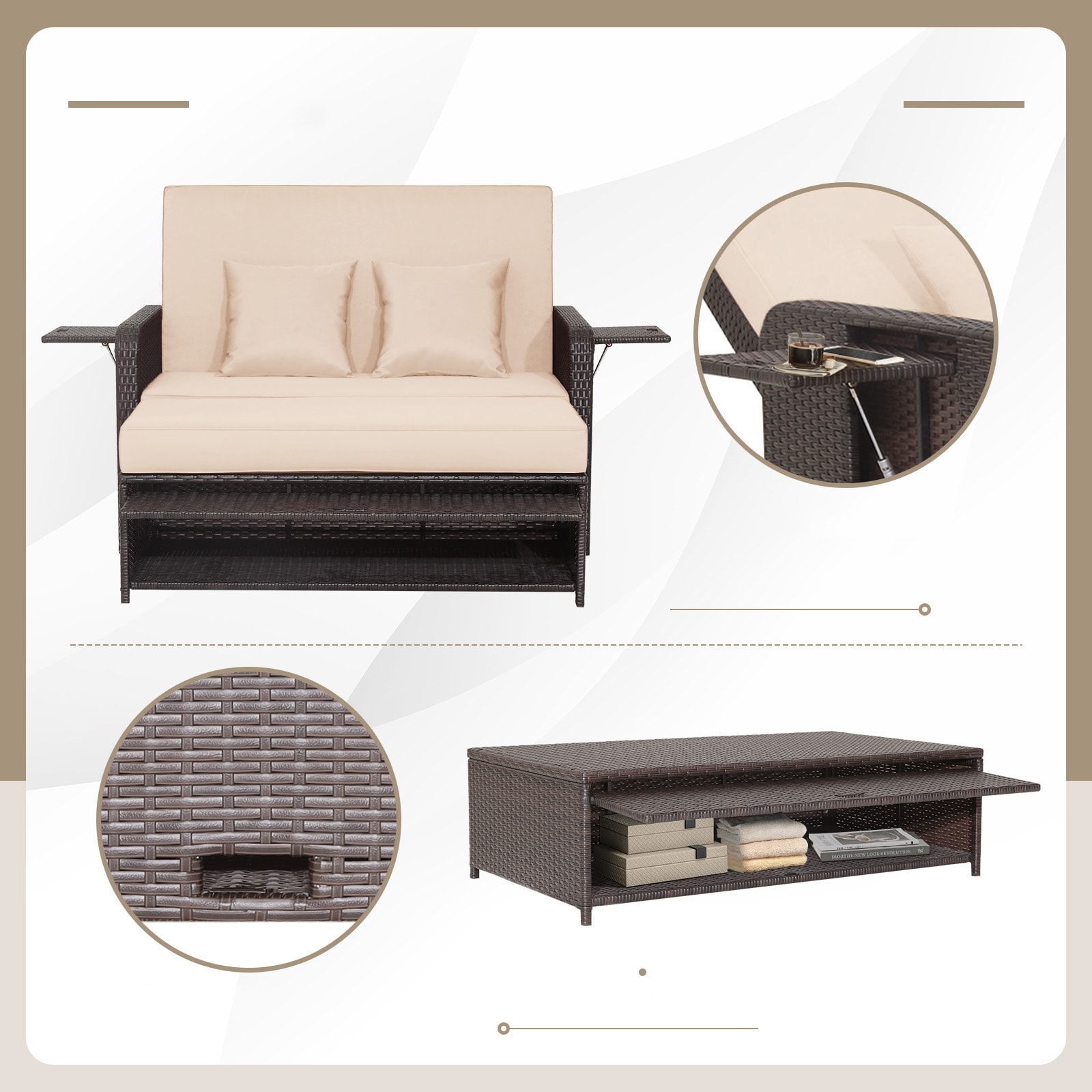 Costway HW70644BN+ Patio-Sofas-Daybeds - View #2