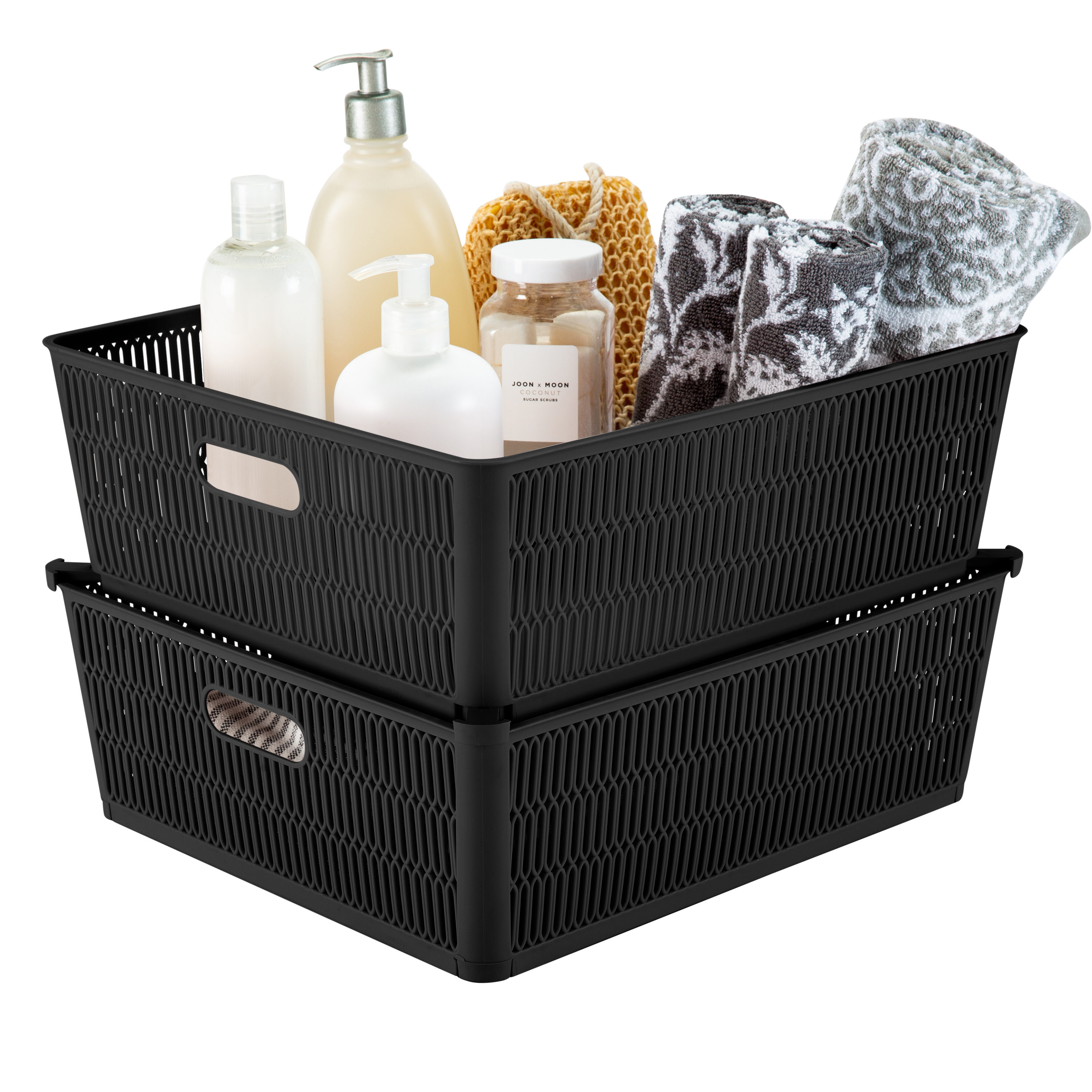 Simplify 10 Pack Plastic Organizing Storage Basket Set, Grey 