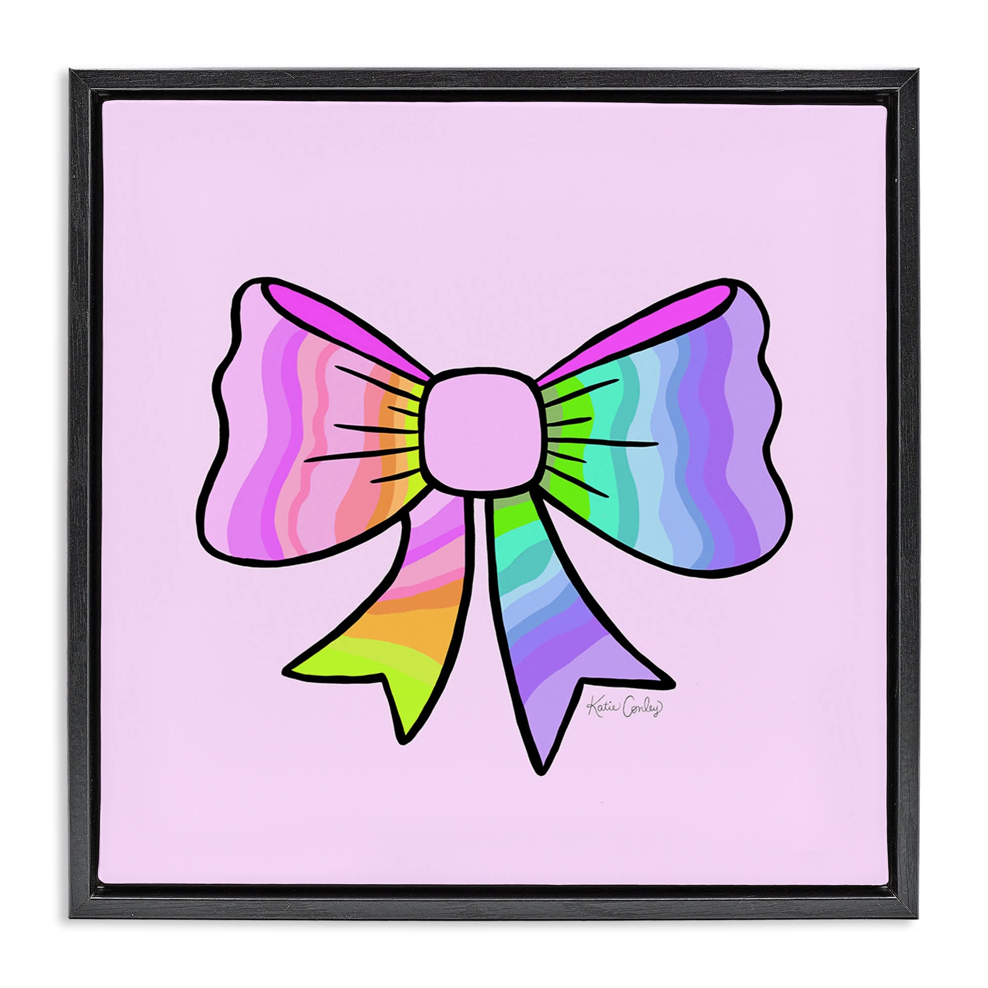 Stupell Industries BS-745-FFB-24X24 Pastel Rainbow Ombre Ribbon Floating Frame design by Katie Conley