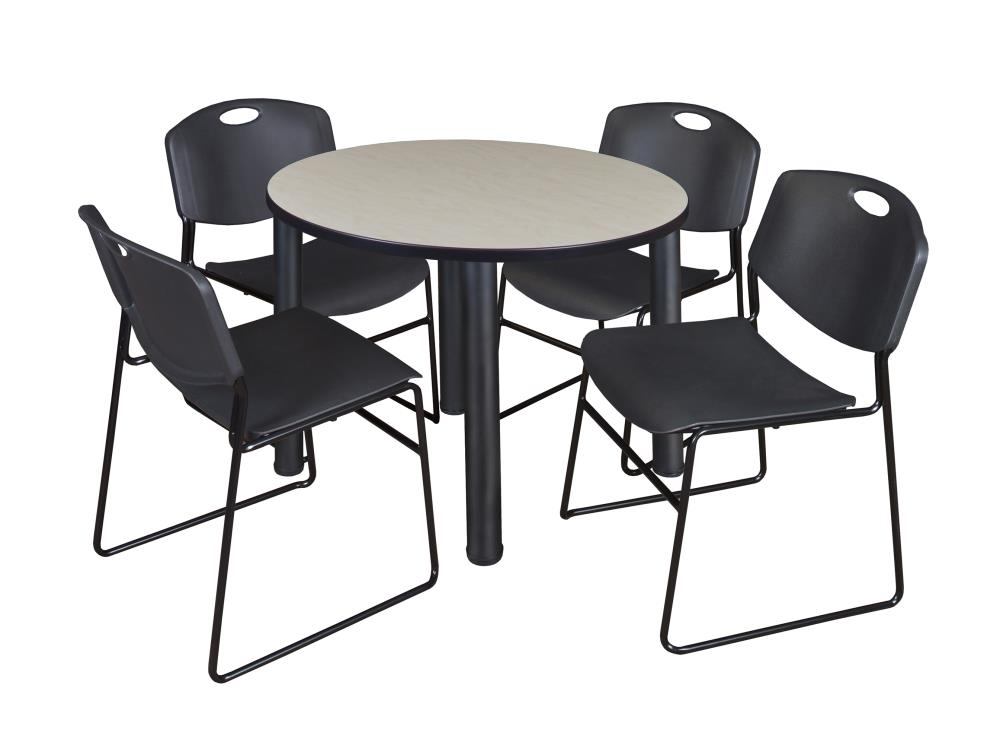Regency TB36RNDPLBPBK44BK Breakroom Off-white 4-Person Training Table (36-in W x 29-in H)