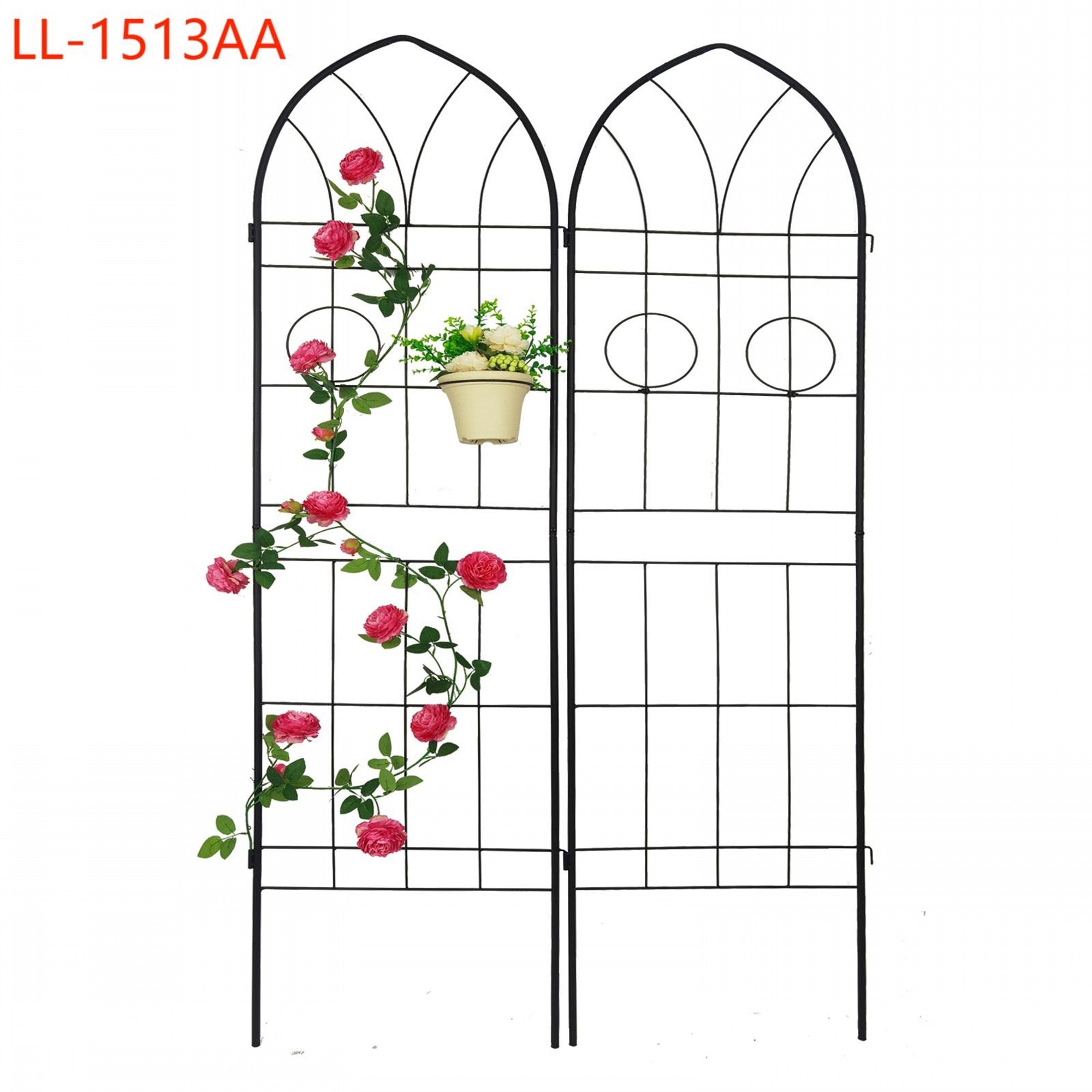 Yiekholo LL-1513AA 19.7-Inches W x 78.7-Inches H Black Iron Traditional Garden Trellis For Climbing Plants For Cucumbers For Roses 2 -Pack