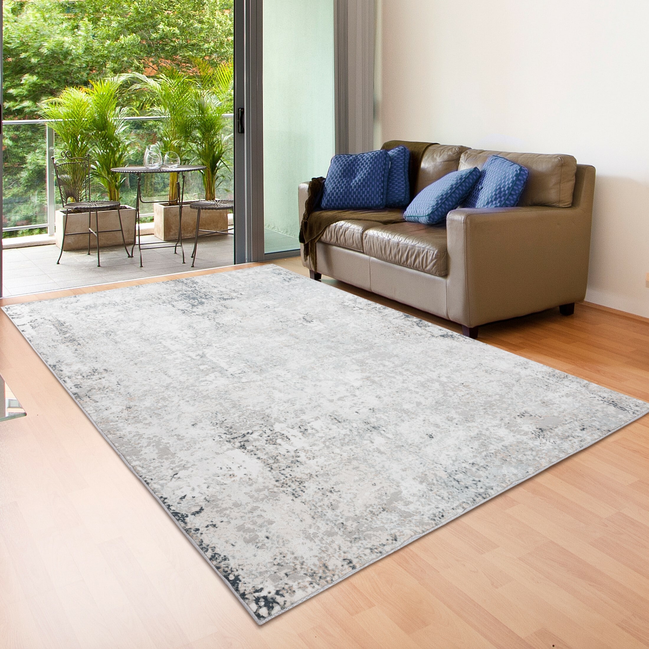 LR Home 0363A0084934J8 5 x 7 (ft) Loomed Polyester Gray/Cream/Taupe Rectangular Indoor Abstract Bohemian/Eclectic Area rug
