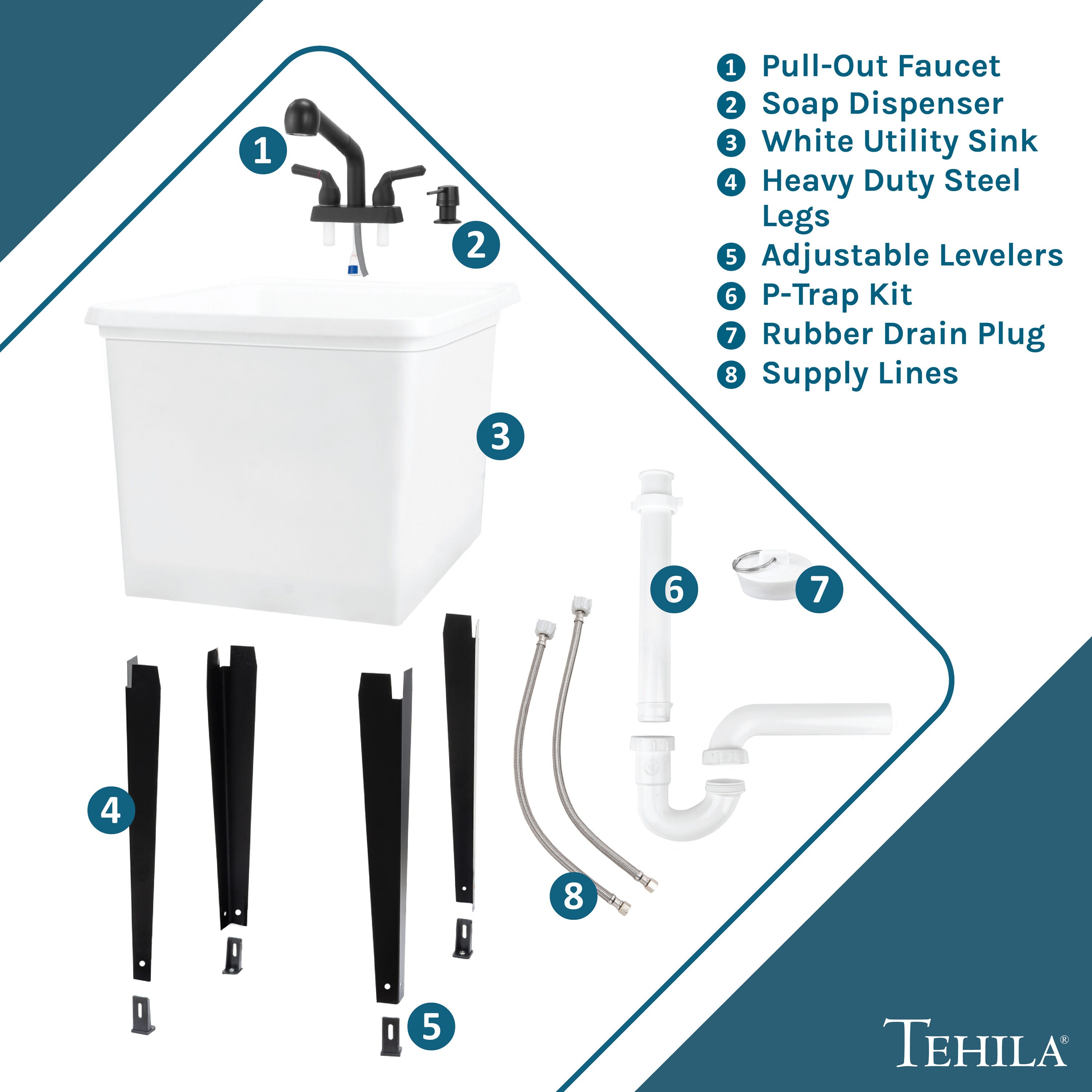 Cambridge Resources 040 US8000WHTBLK Laundry-Tubs-Utility-Sinks - View #8