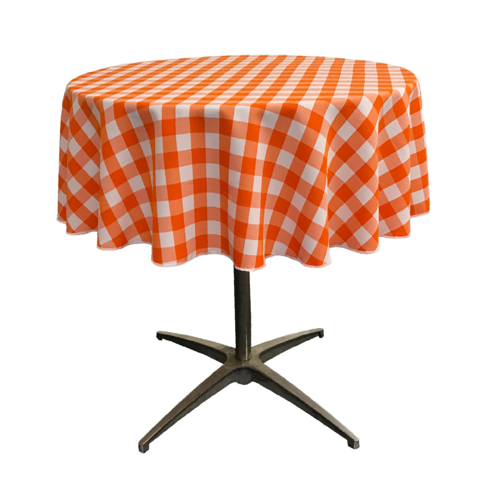 Slickblue Indoor and Outdoor Dining Gingham Checkered Polyester Table Cover for 58 Inch Round Table Multiple Color Options #D-LL-2469