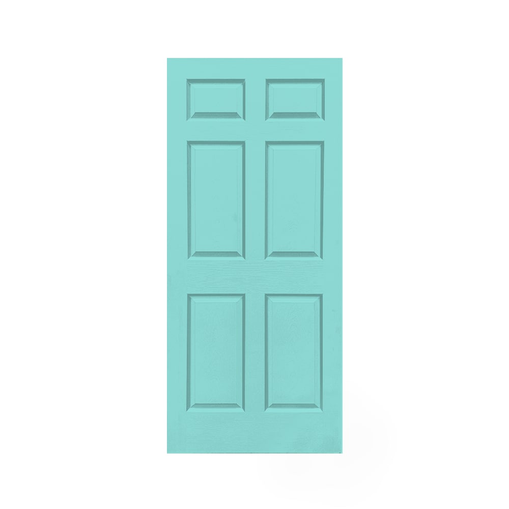 CALHOME DOOR-6PANEL-30RW 30-in x 80-in Mint Green Stained MDF Hollow core Single Barn Door (Hardware Not Included)