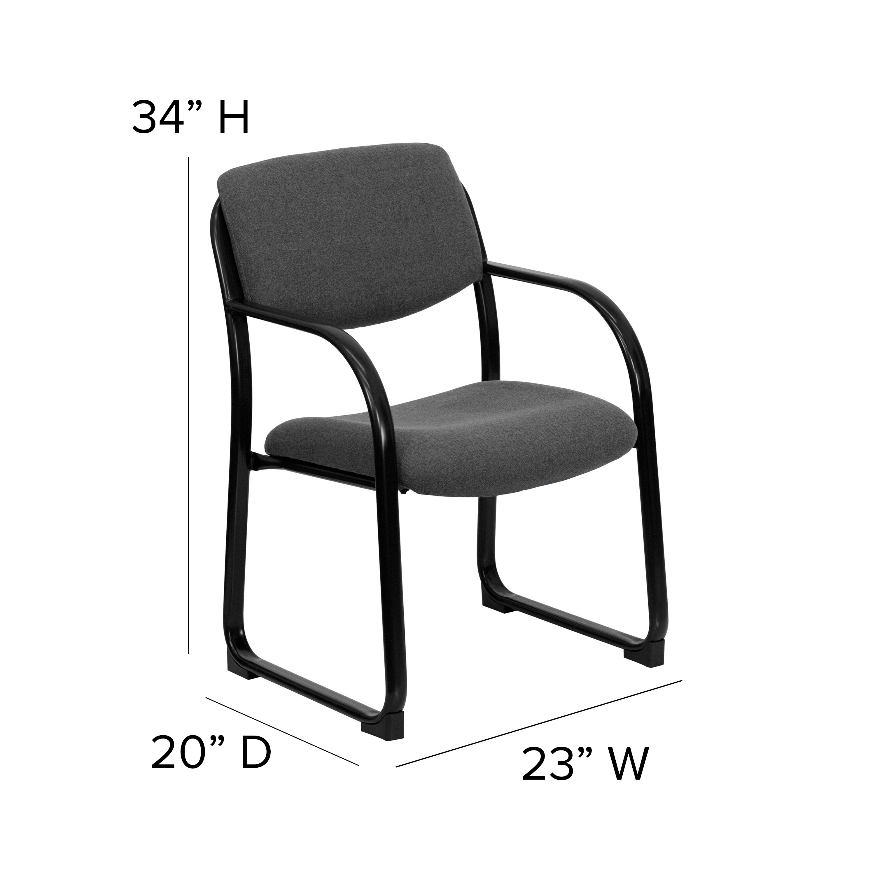 Elegant Gray Fabric Executive Side Chair with Metal Sled Base