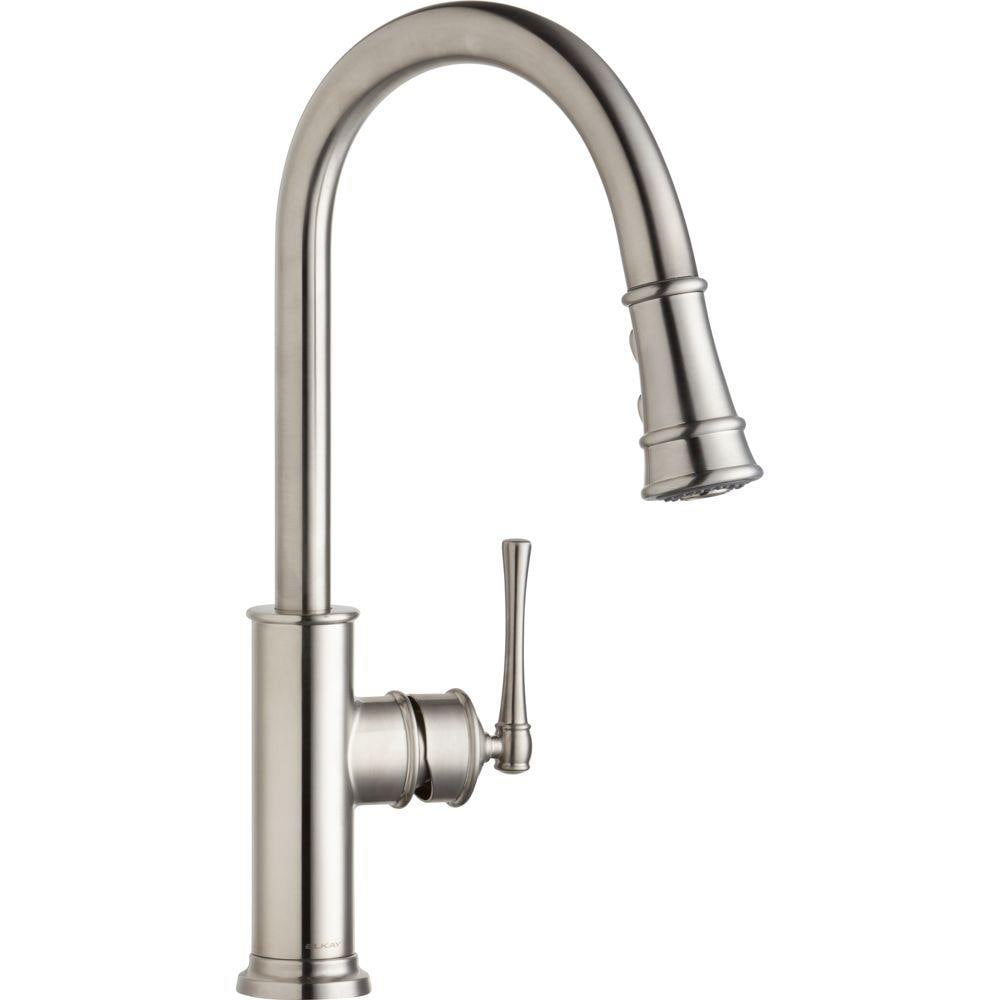 Elkay Explore Lustrous Steel Single Handle Pull Down Kitchen Faucet   04095055 