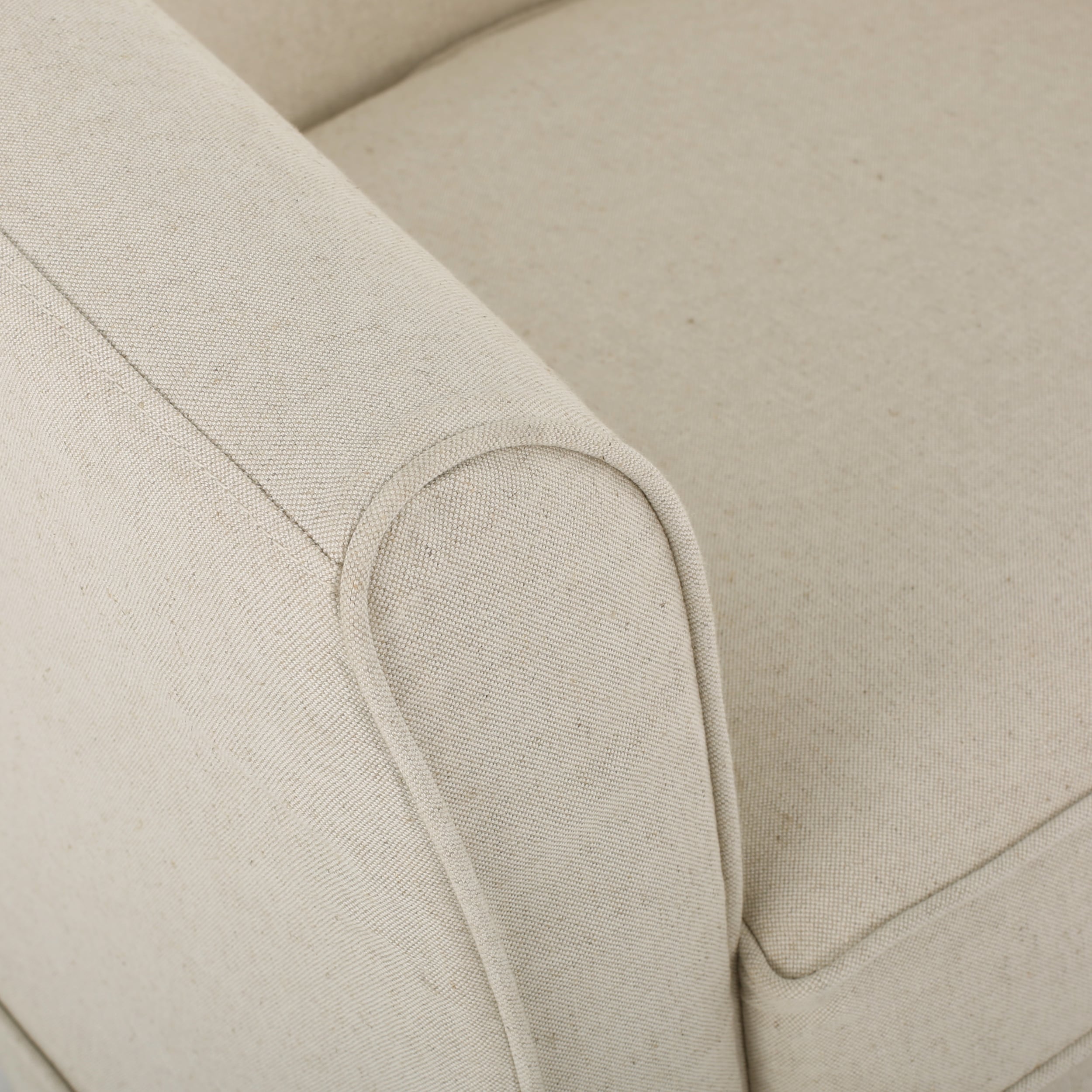 Natural Fabric Barrel Swivel Club Chair with Metal Base