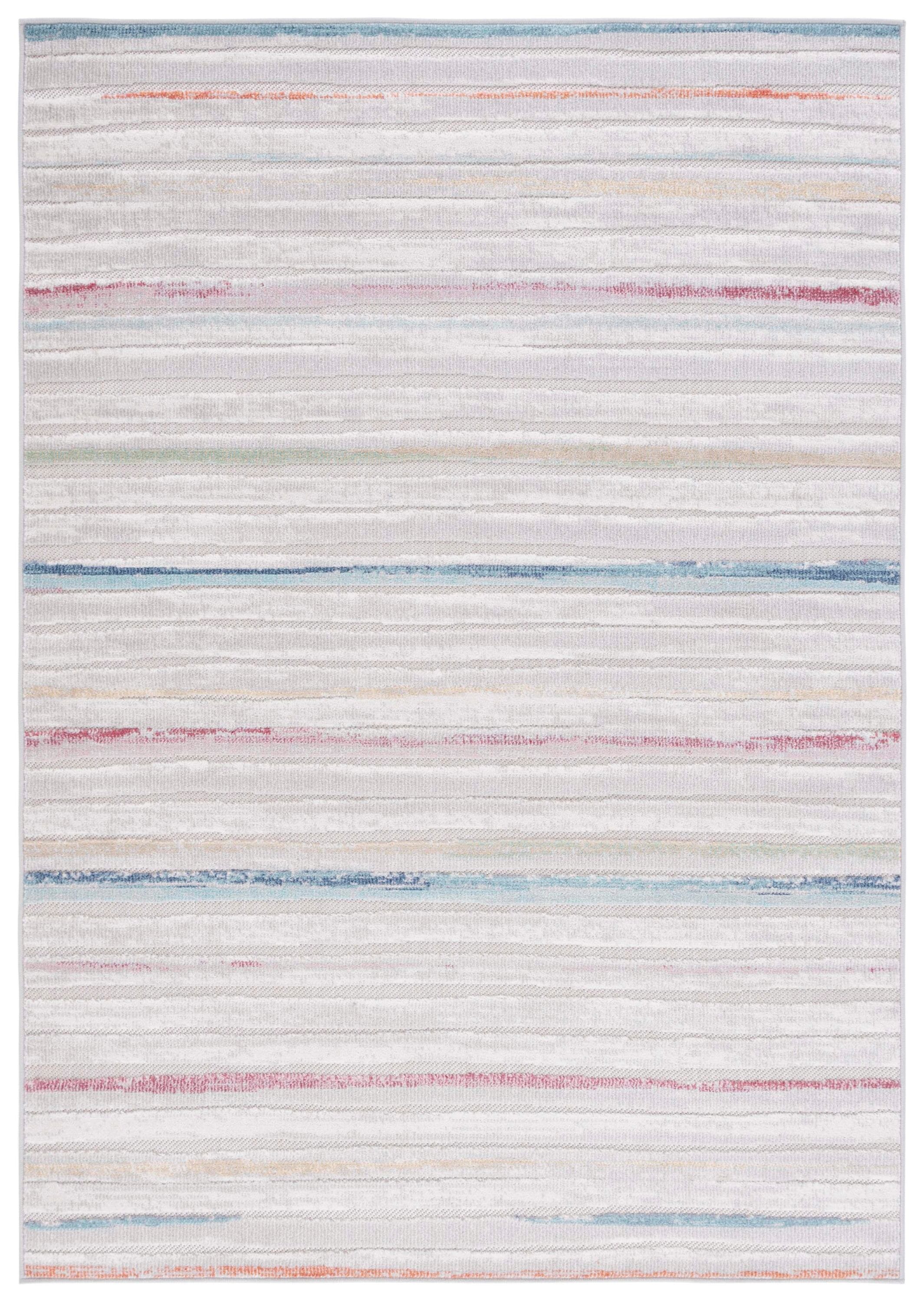54" Round Red Geometric Synthetic Easy Care Rug