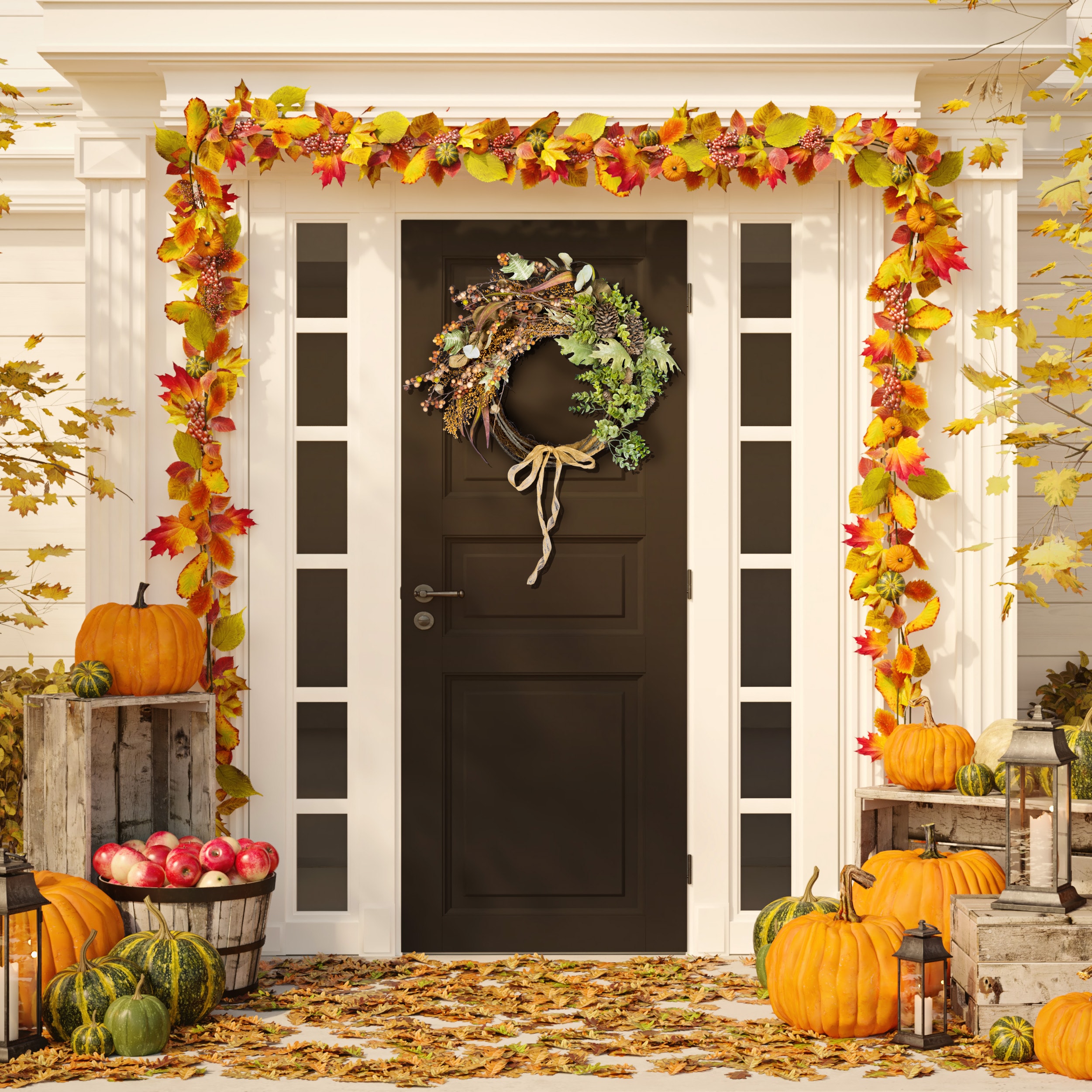 Safavieh FXP1044A SAFAVIEH Faux 24 Inch Berry and Eucalyptus Semi-Wreath, Green/Brown