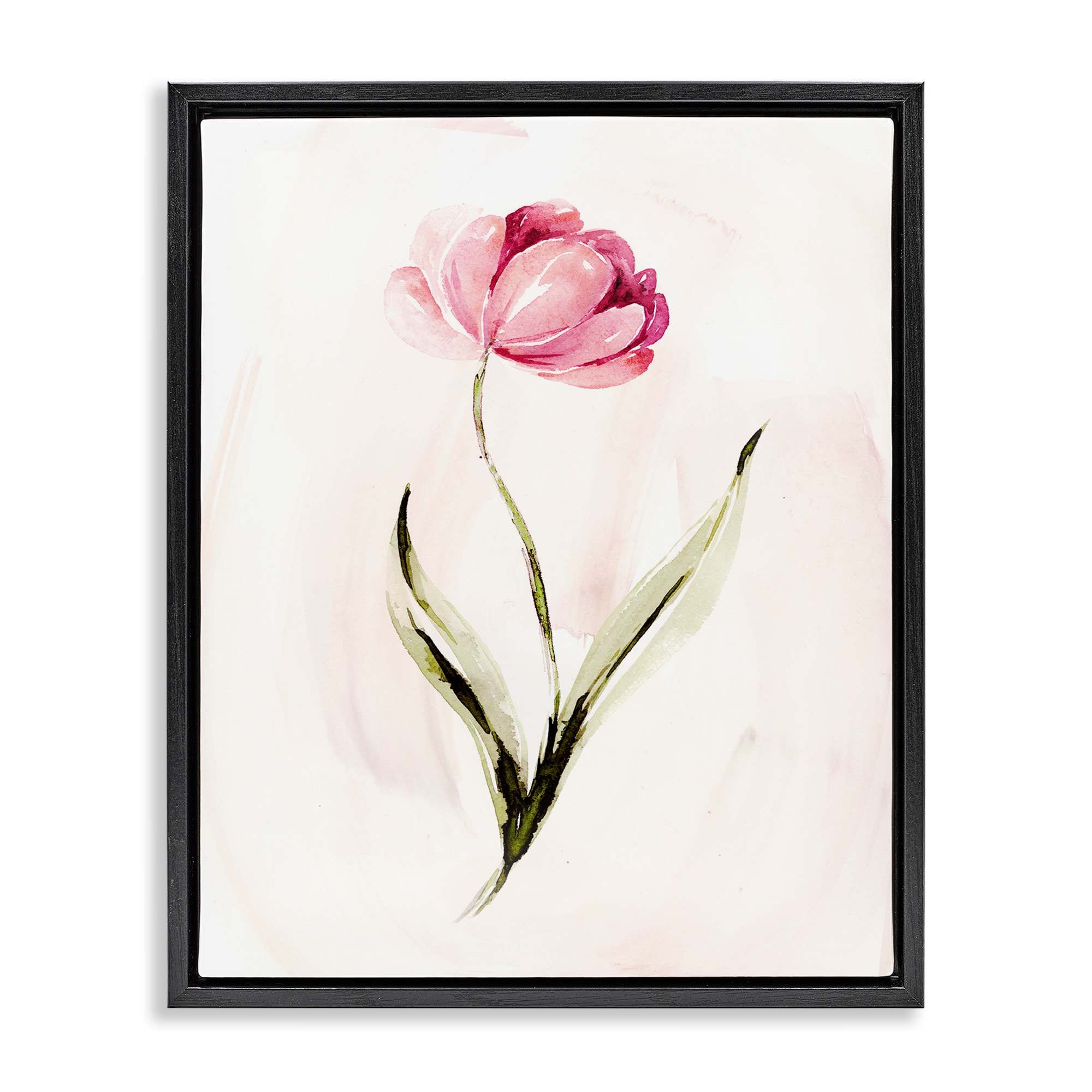 Stupell Industries BT-985-FFB-24X30 Modern Pink Blossom Sprig Black Framed Floater Canvas Wall Art By Kristen Brockmon 25 x 31