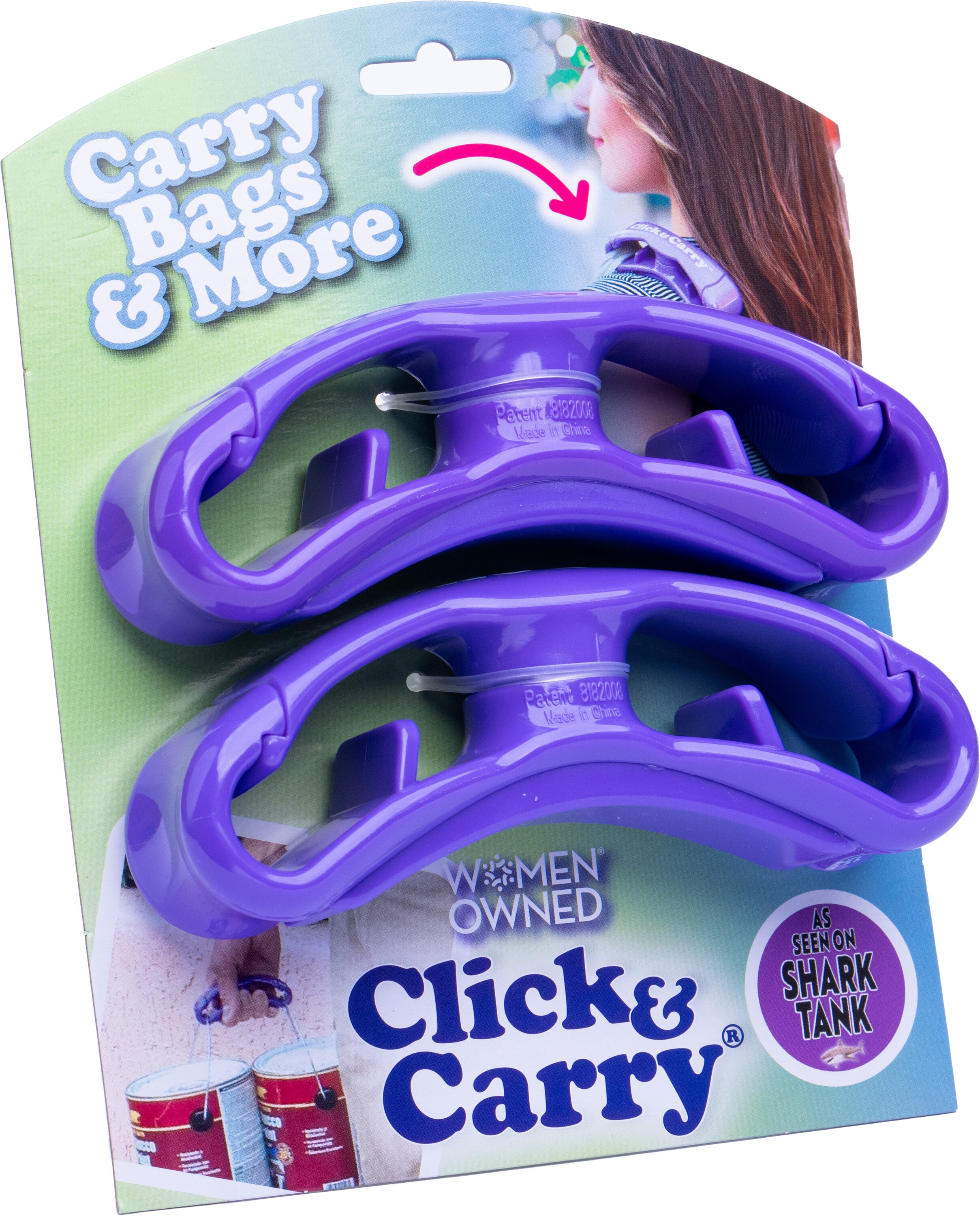 Click & Carry CC7009PURPLE2 2 -Pack Paint, Bucket and Grocery Bag Handle 7-gallon Purple Plastic Paint can hook