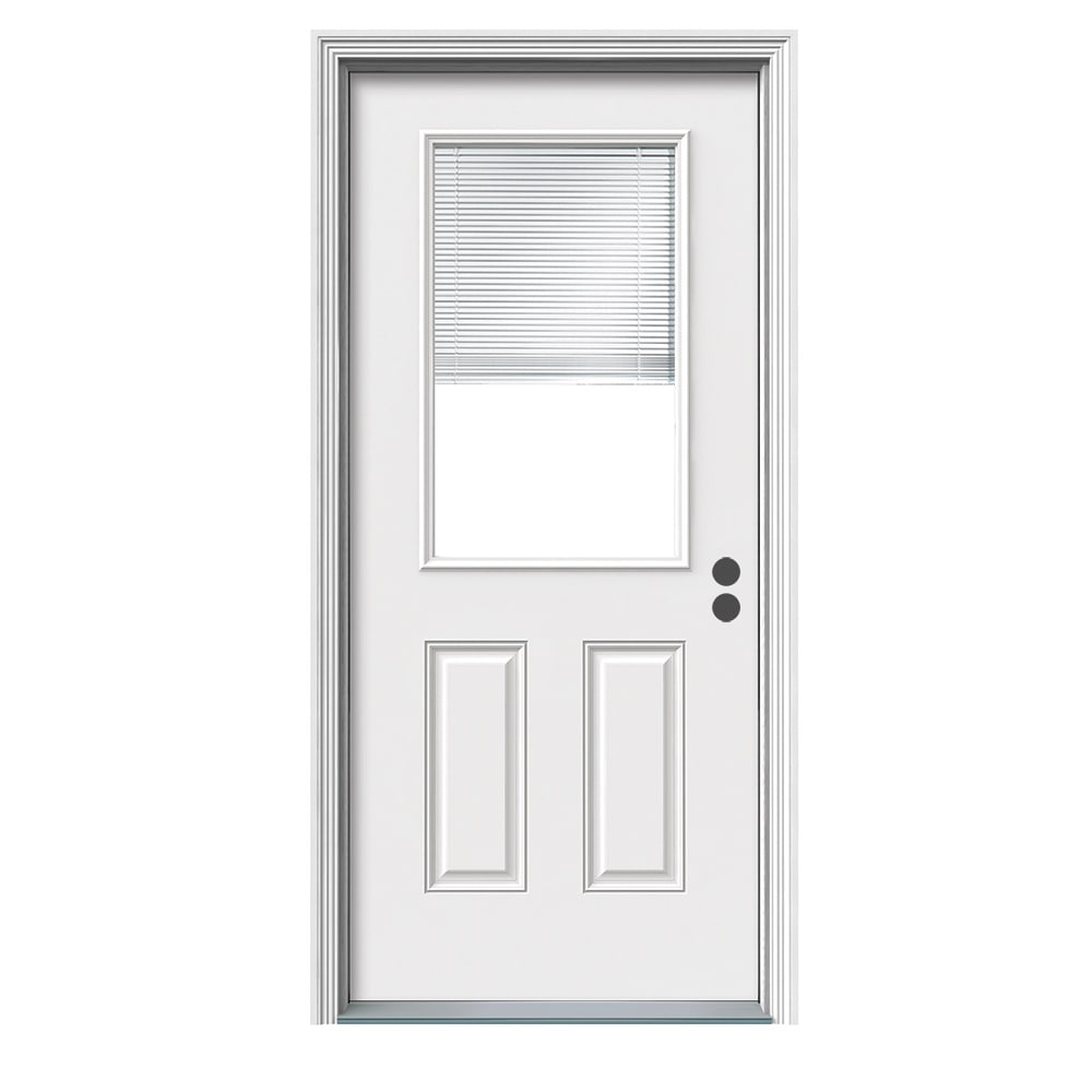Therma-Tru Benchmark Doors 32-in x 80-in Fiberglass Half Lite Left-Hand Inswing Ready To Paint Prehung Single Front Door with Brickmould Insulating -  10087829