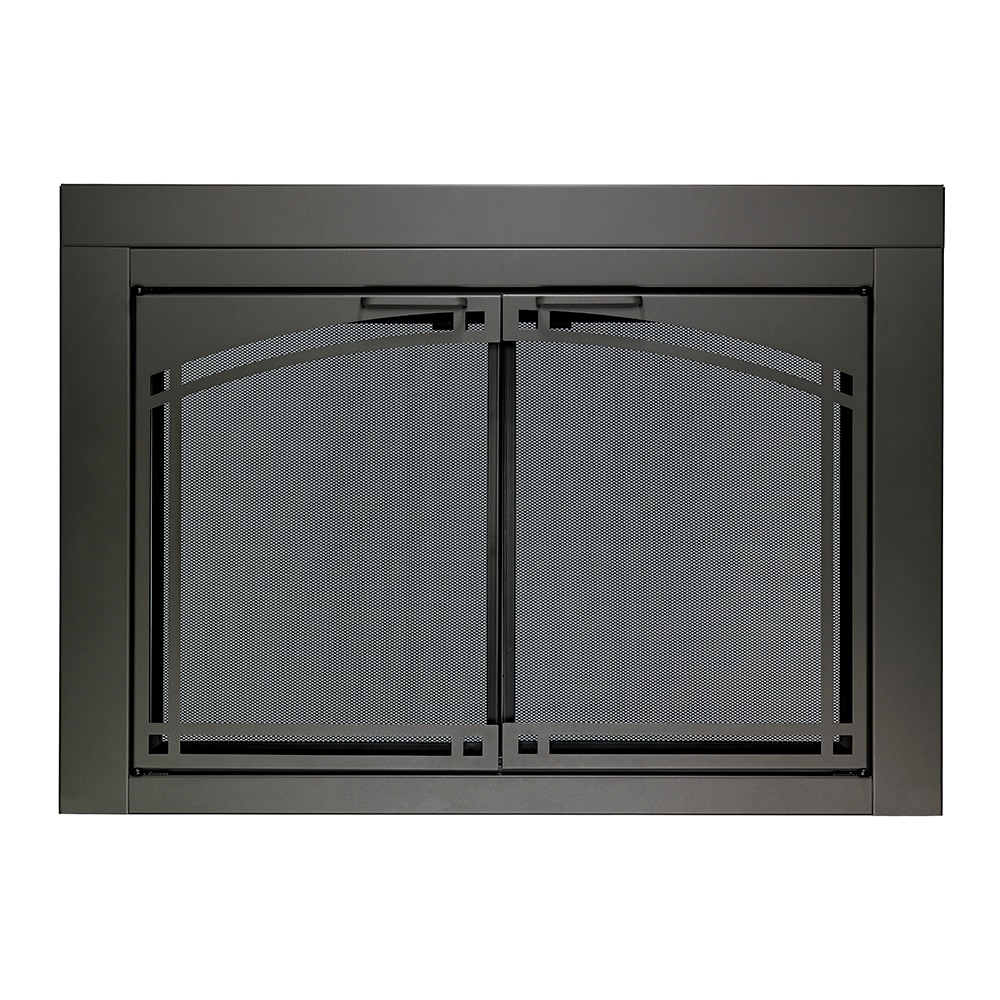 Monroe Gunmetal Gray Small Cabinet-style Fireplace Doors with Smoke Tempered Glass | - allen + roth FPDS302SLV