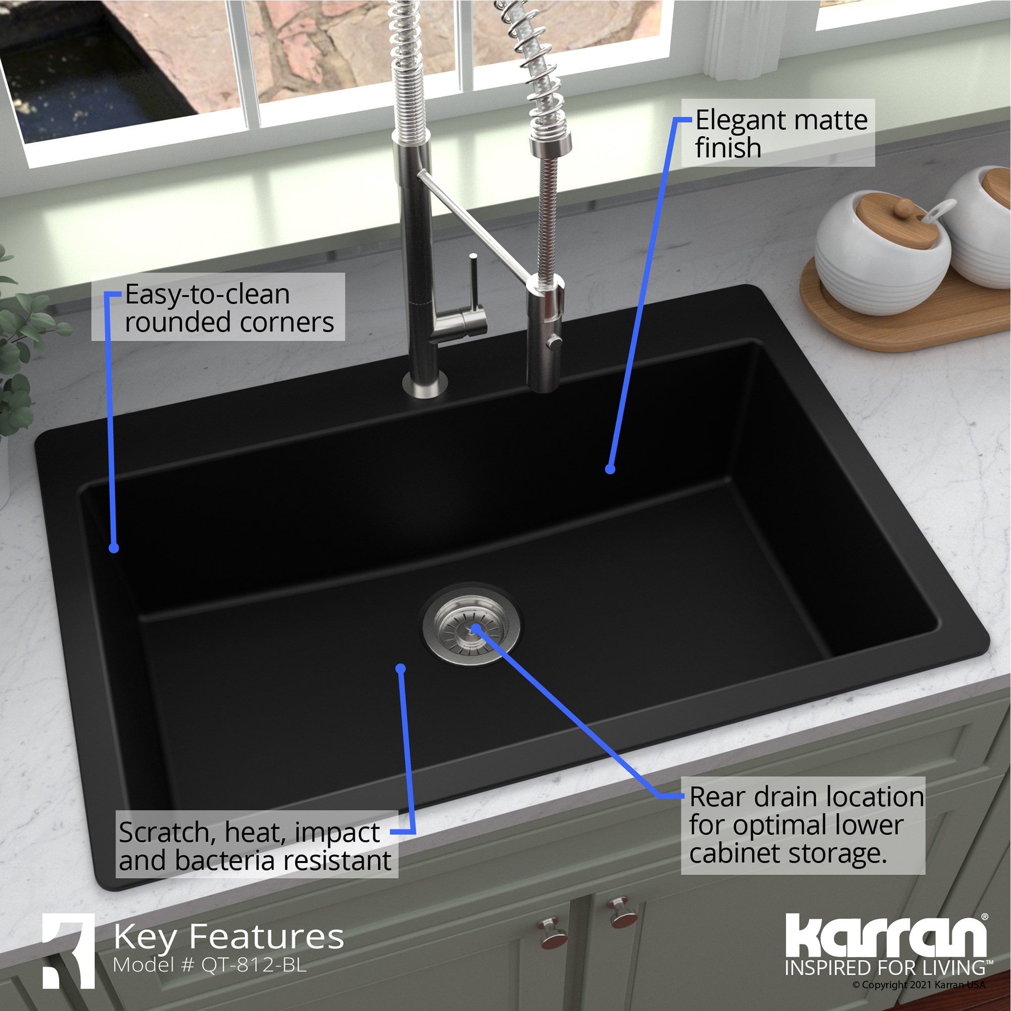 Karran QT812BLKKF350MB Kitchen-Sinks - View #7