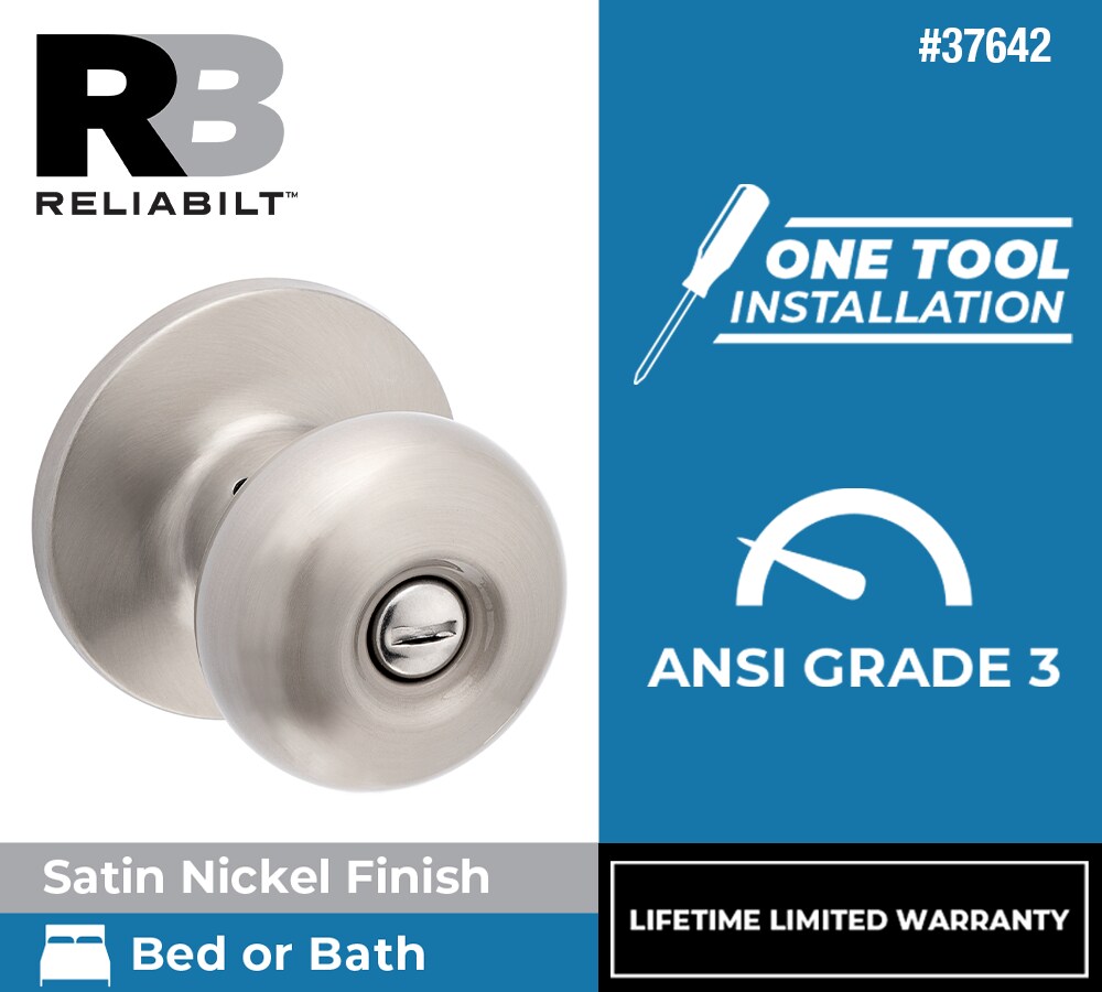 RELIABILT Baron Satin Nickel Interior Bed/Bath Privacy Door Knob