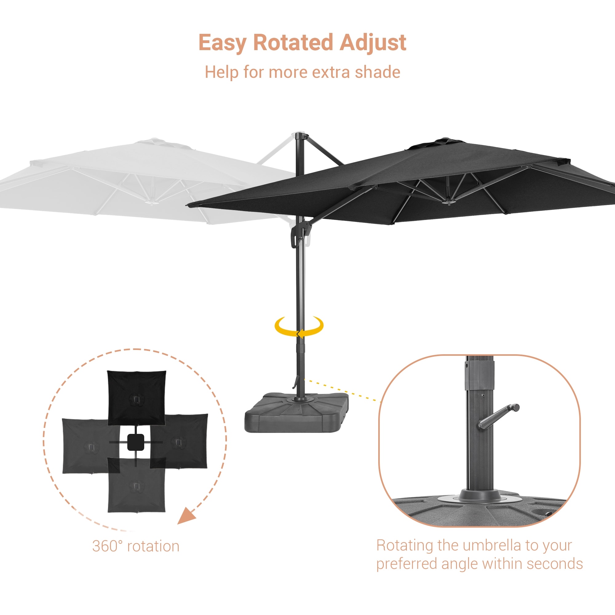 ACEGOSES 10-ft Aluminum Square No-tilt Cantilever Patio Umbrella in the ...