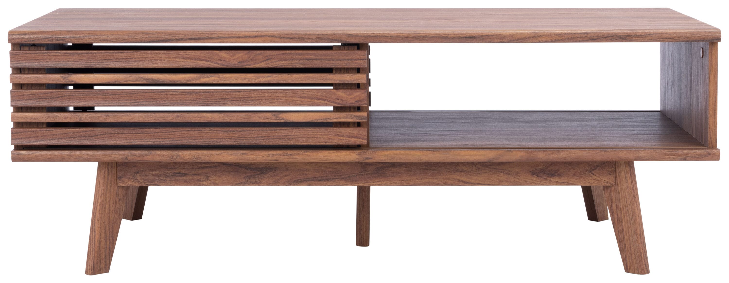 Rori Retro Chic Walnut Coffee Table with Metal Accents