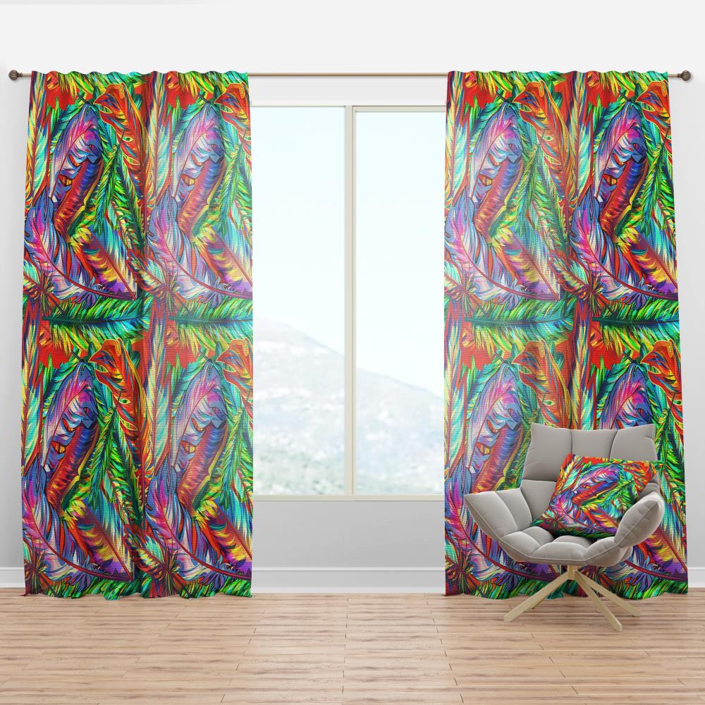 Designart CTN18882-52-108 108-Inches Red Abstract Room darkening Thermal lined Rod pocket Single curtain panel