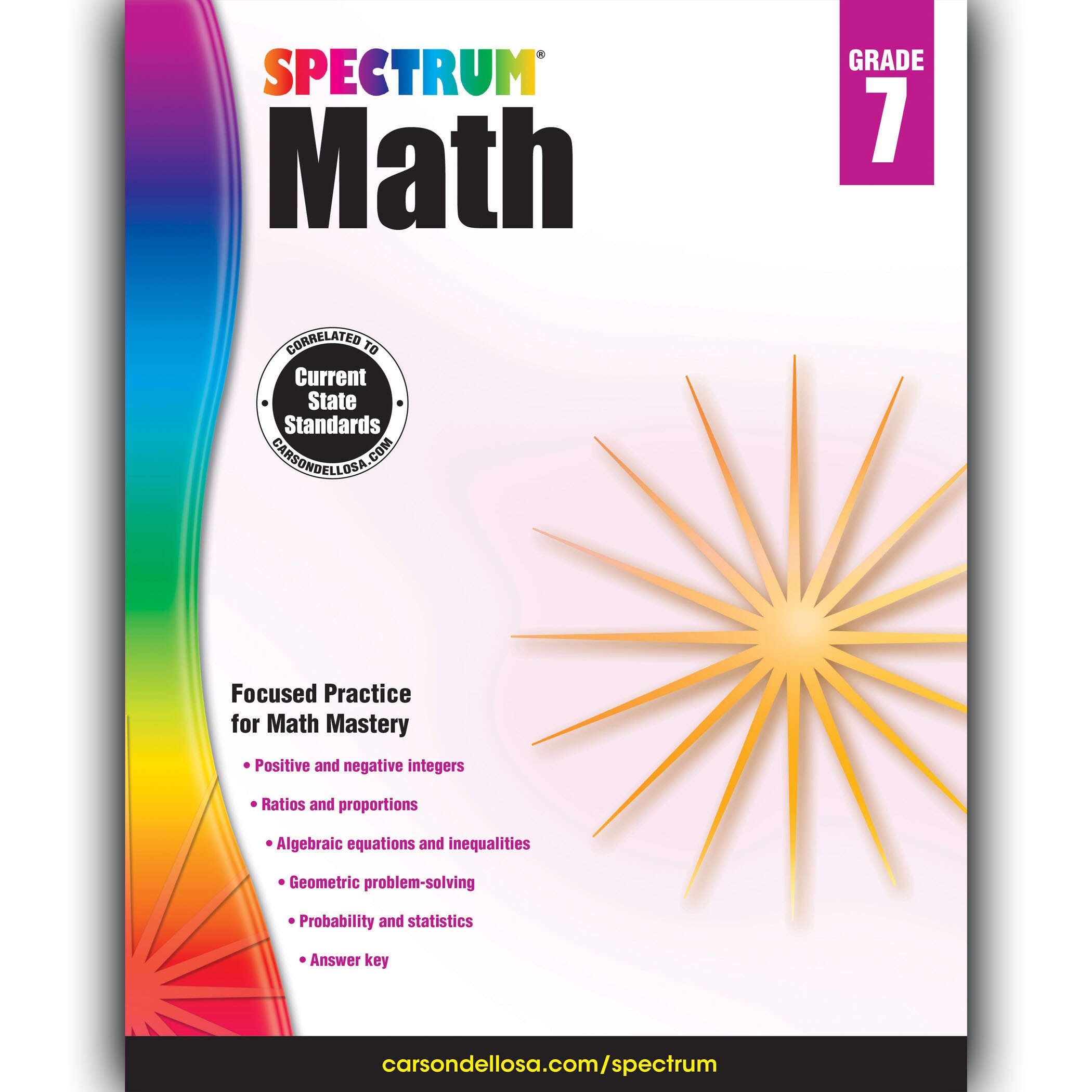 Spectrum CD-704567 Math Workbook, Grade 7, Paperback Activity Book