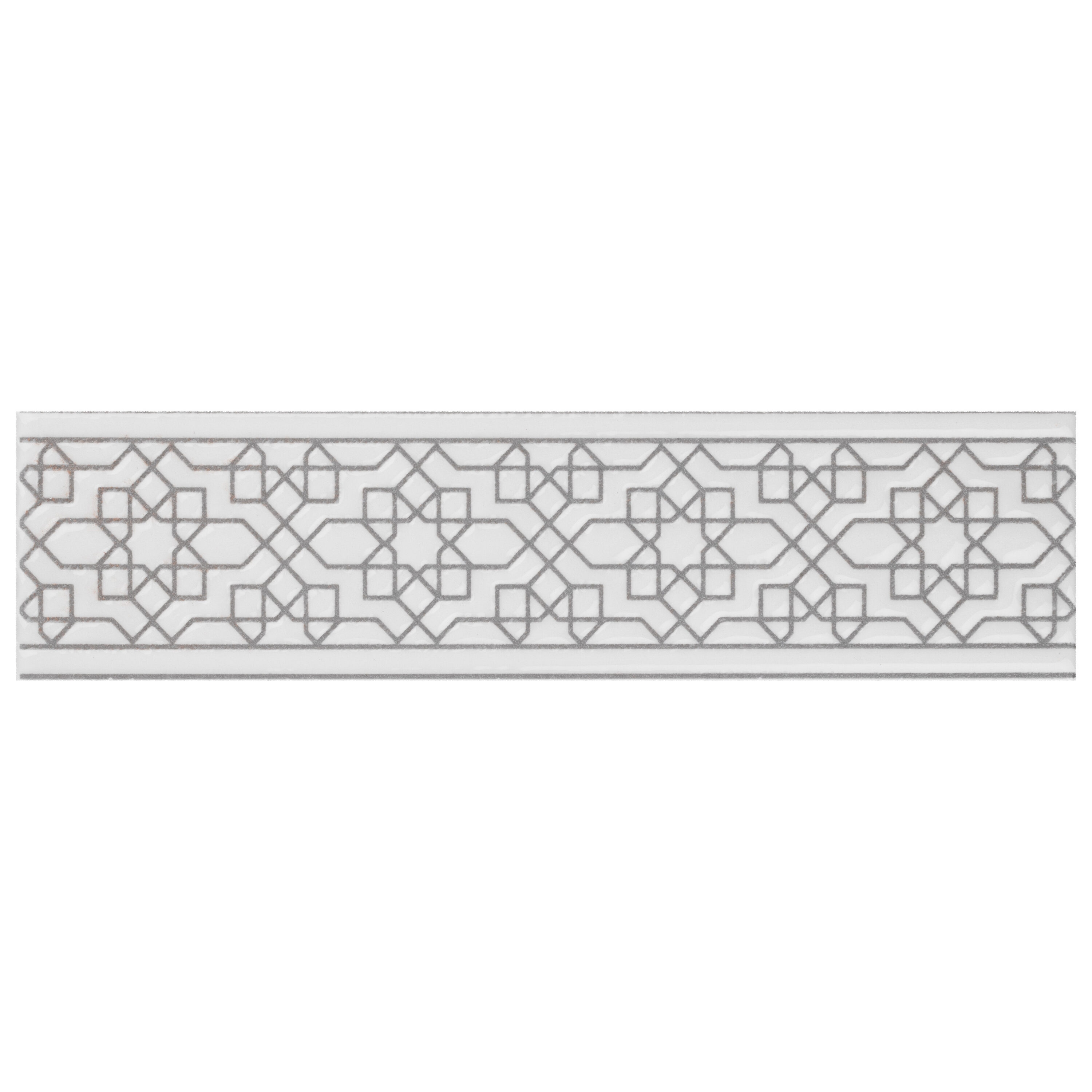 Affinity Tile WESSVLESWH Sevillano Listello Estrella White 2-in x 8-in Glossy Ceramic Bullnose Tile ( 0.88-sq ft / Carton ) 8 -Pack