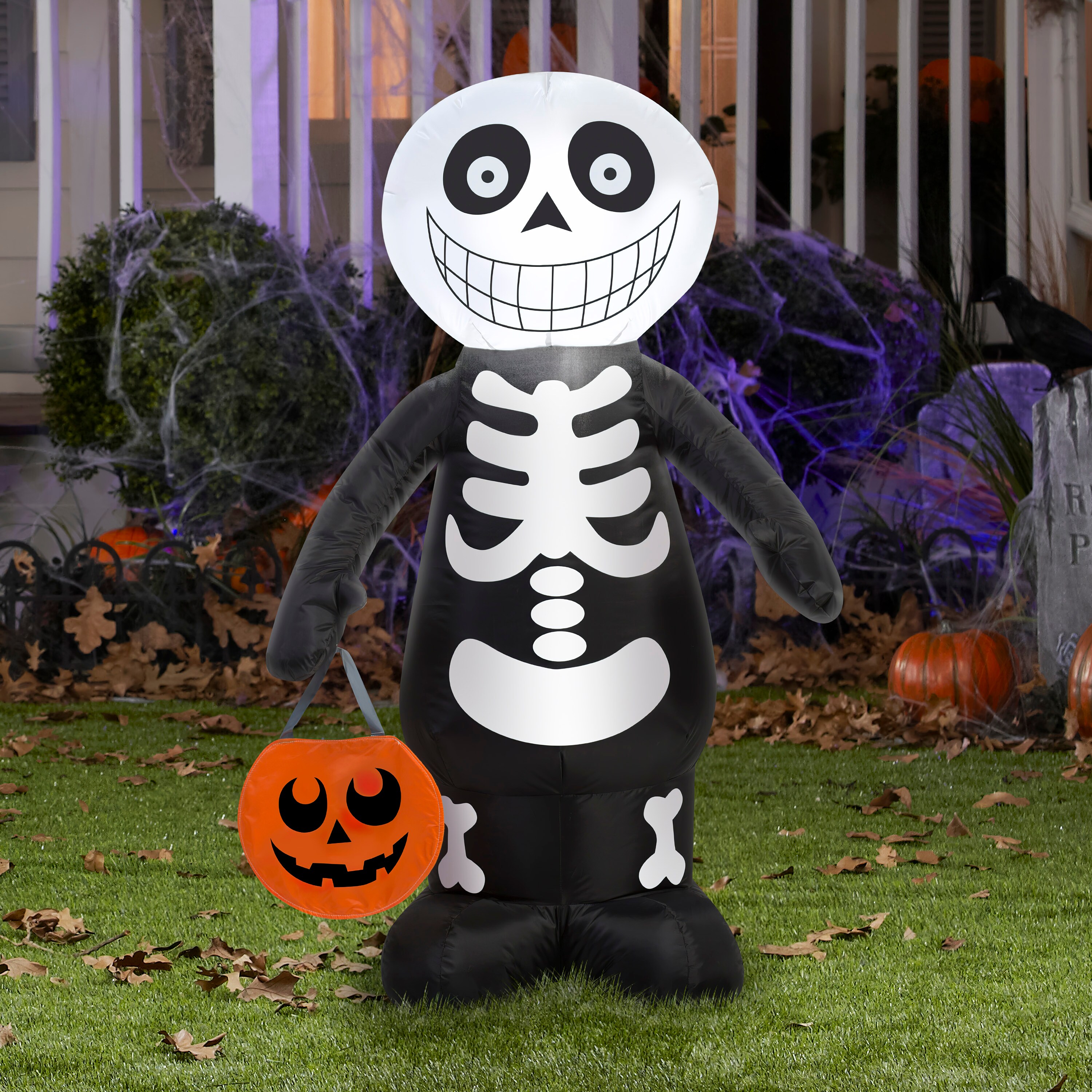 Gemmy 3.5-ft Lighted Skeleton Inflatable G-70653 at Lowes.com