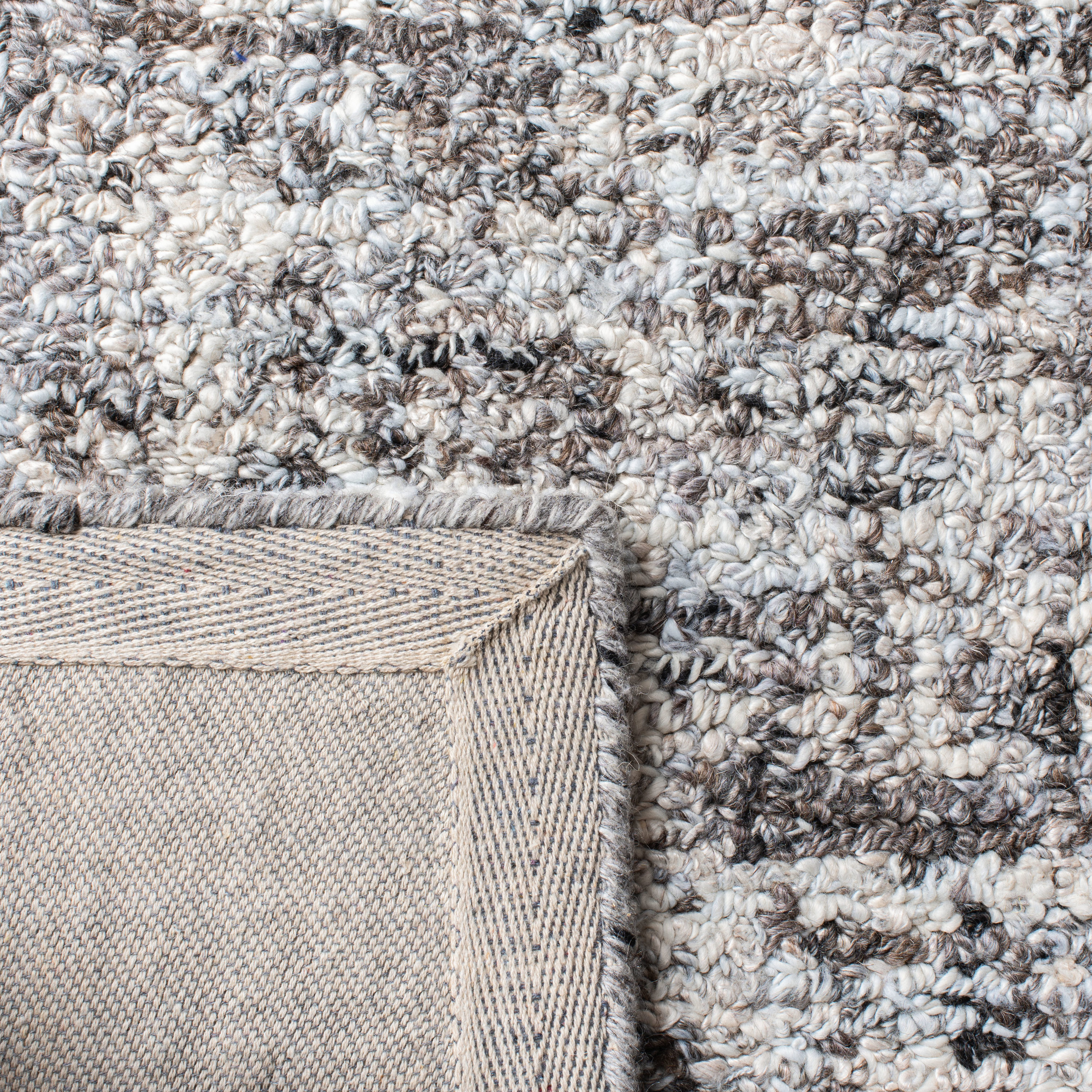 Gray and Beige 4' x 6' Handmade Wool Abstract Area Rug