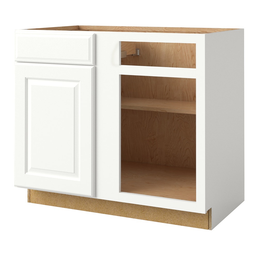 allen + roth 23425TS Tilson 39-in W x 34.5-in H x 24-in D Linen Blind Corner base Fully assembled Cabinet (Raised Panel Square)