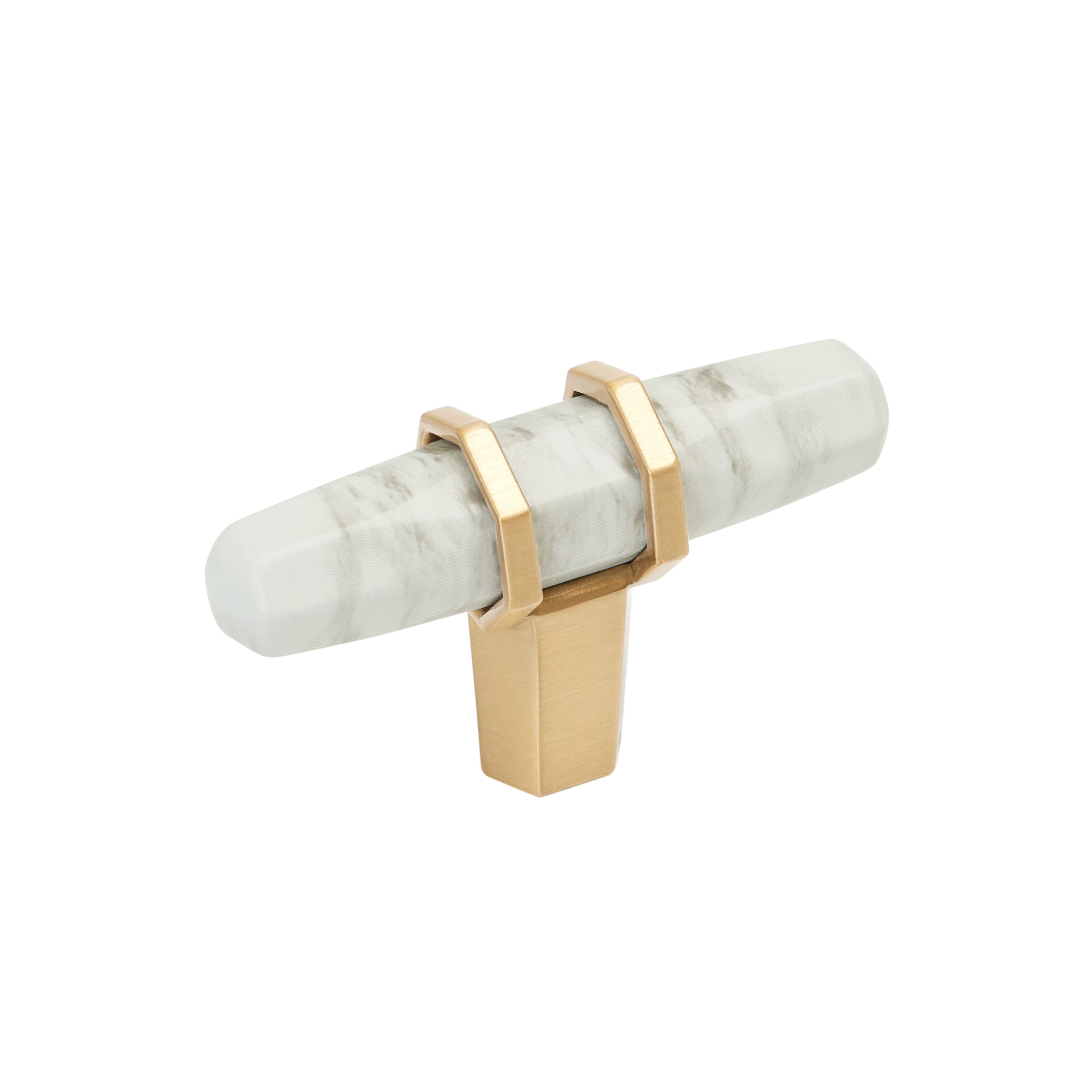 Amerock BP36647MWCZ Carrione 2-1/2-in Marble White/Champagne Bronze Bar Contemporary Cabinet Knob
