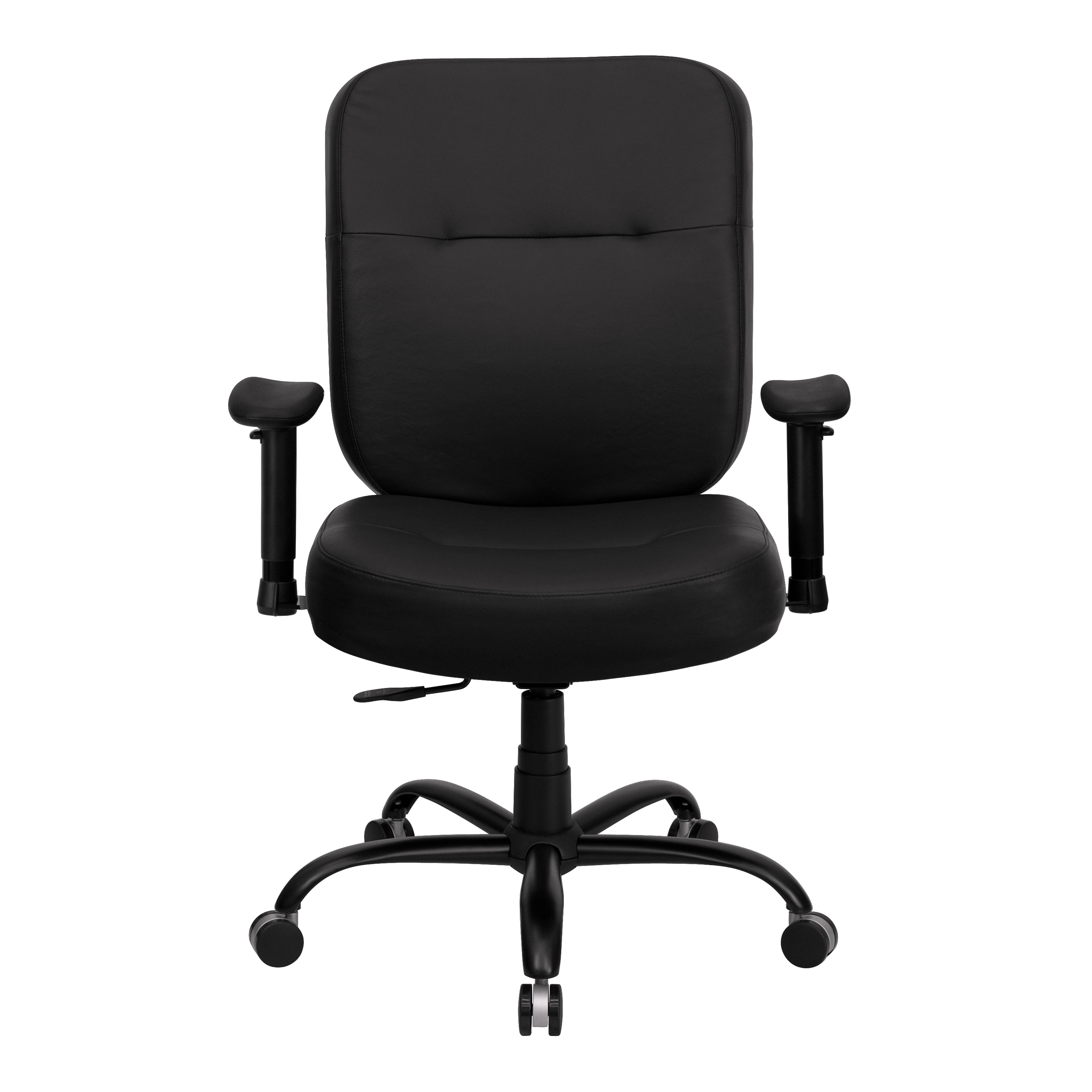ErgoExec High-Back Black LeatherSoft Swivel Executive Chair with Adjustable Arms