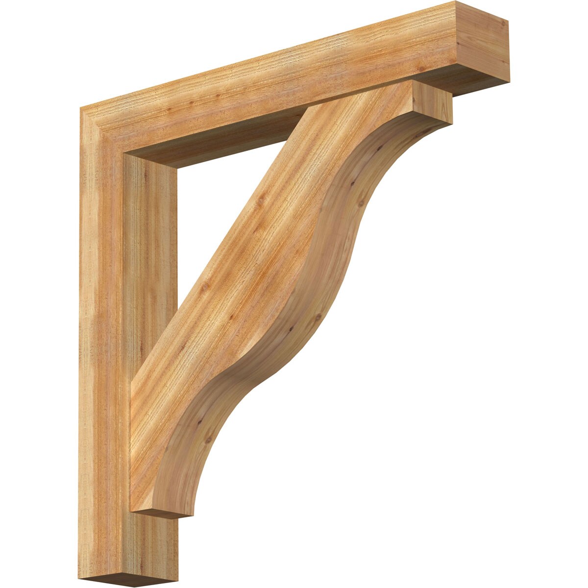 Ekena Millwork 1462304 Funston Block Rough Sawn Bracket with Offset Brace Western Red Cedar Wood Standard Bracket