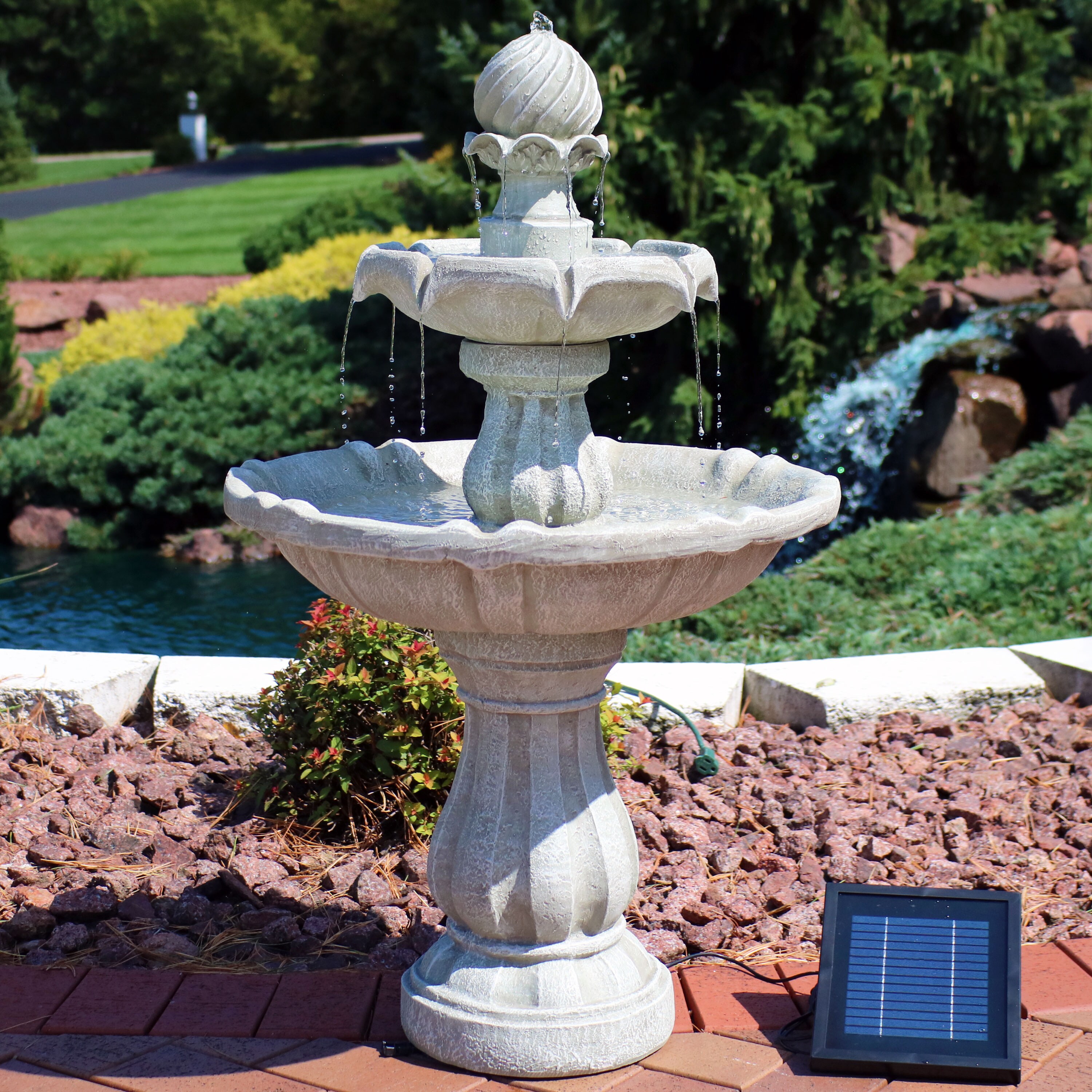 Sunnydaze Decor 35-in H Resin Tiered Fountain Outdoor Fountain in the Outdoor  Fountains department at Lowes.com