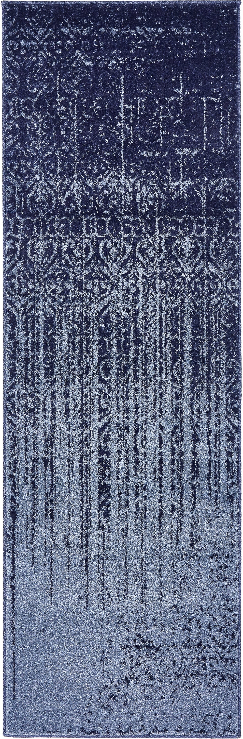 Unique Loom 3133403 Jennifer Del Mar 2 x 6 (ft) Loomed Polypropylene Blue/Navy Blue Rectangular Indoor Stripe Industrial Runner rug