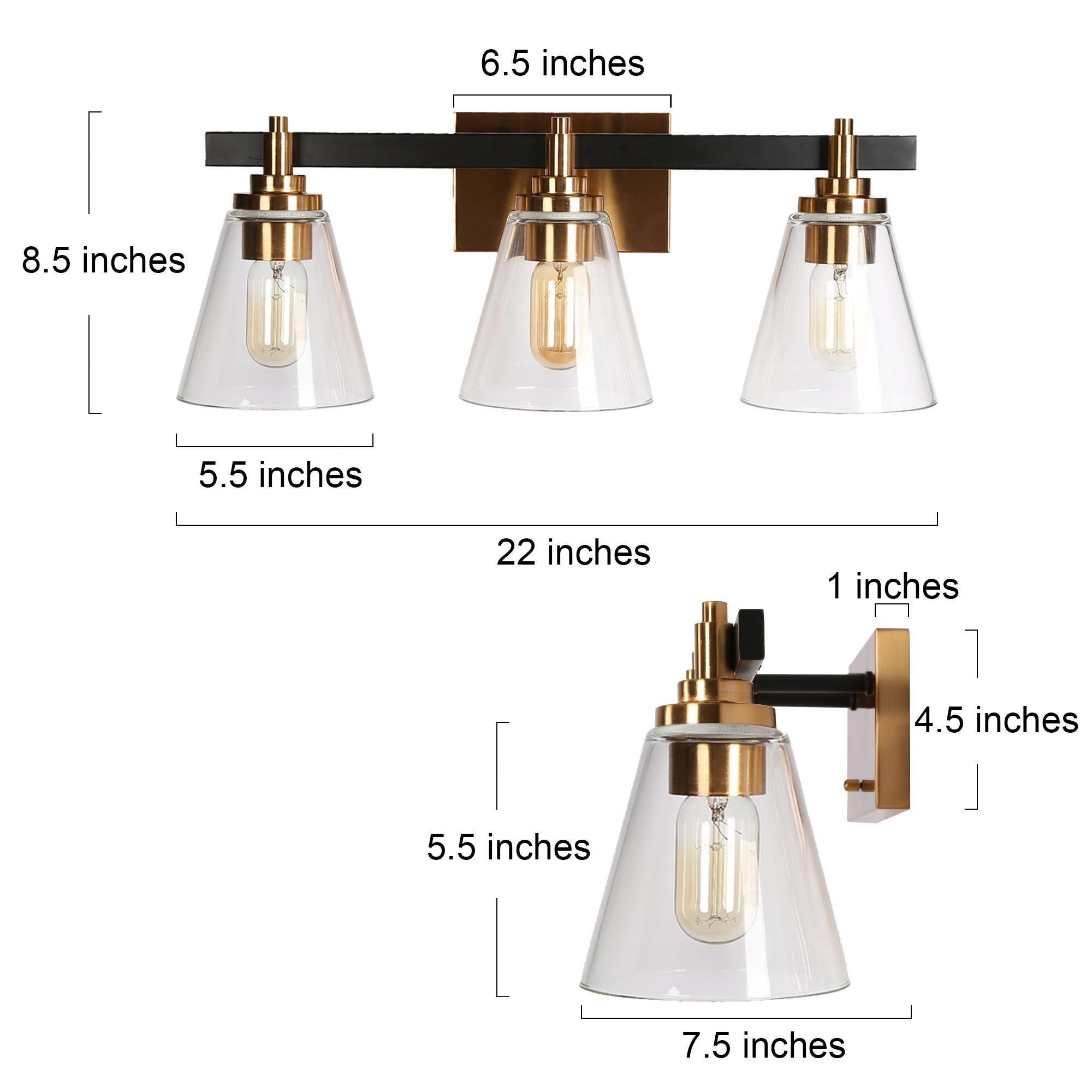 ZEVNI Sedia Modern Farmhouse 22-in 3-Light Polished Brass LED Modern ...