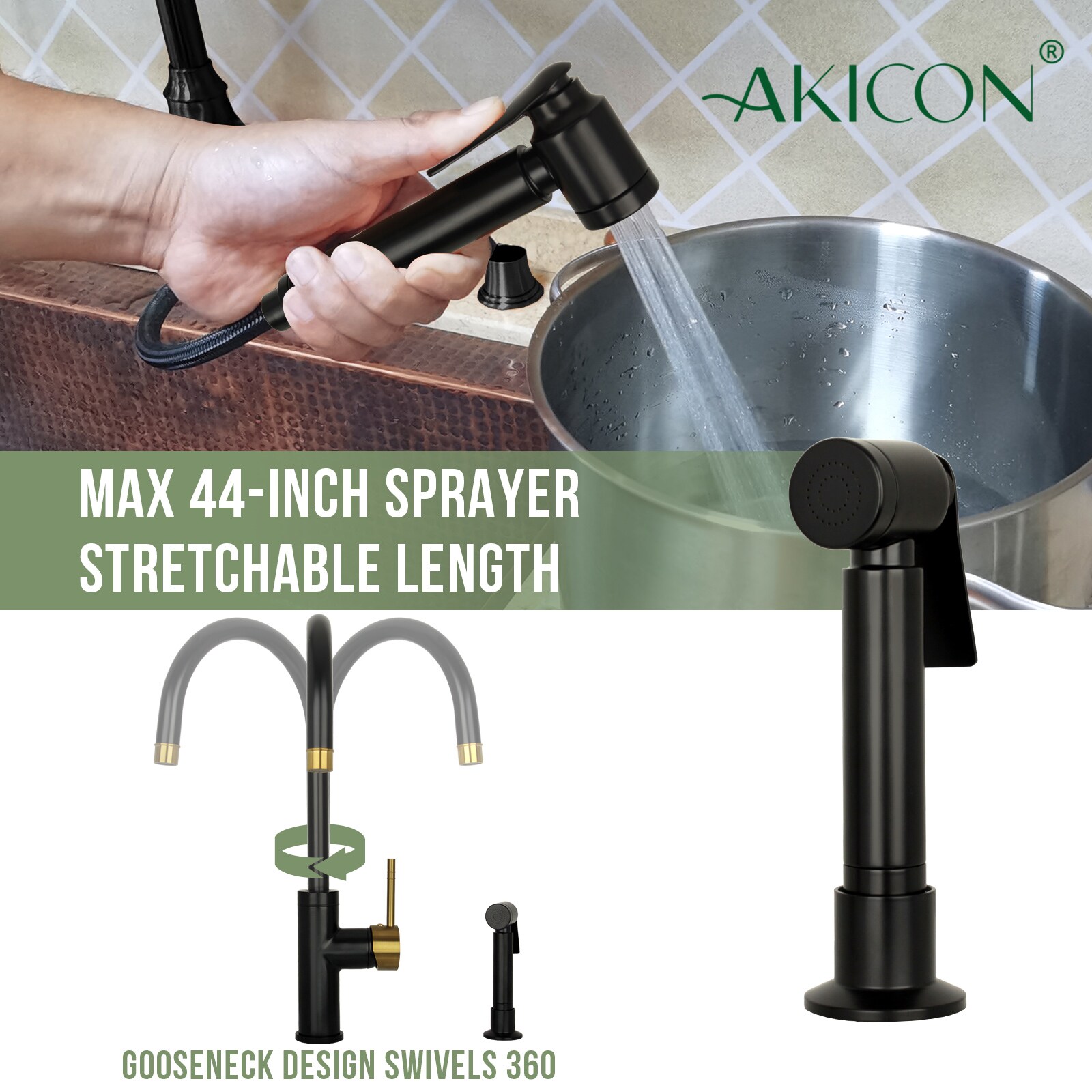 Akicon AK96966-BLBG Kitchen-Faucets - View #3