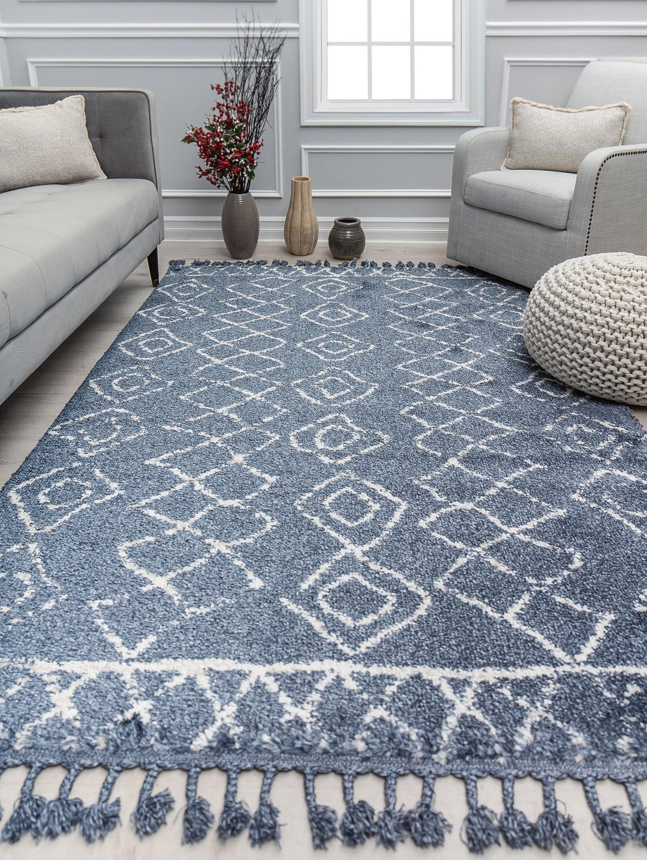Rugs America 31243 Ensley 5 x 7 (ft) Loomed Polypropylene Blue Spruce Rectangular Indoor Tribal Moroccan Area rug