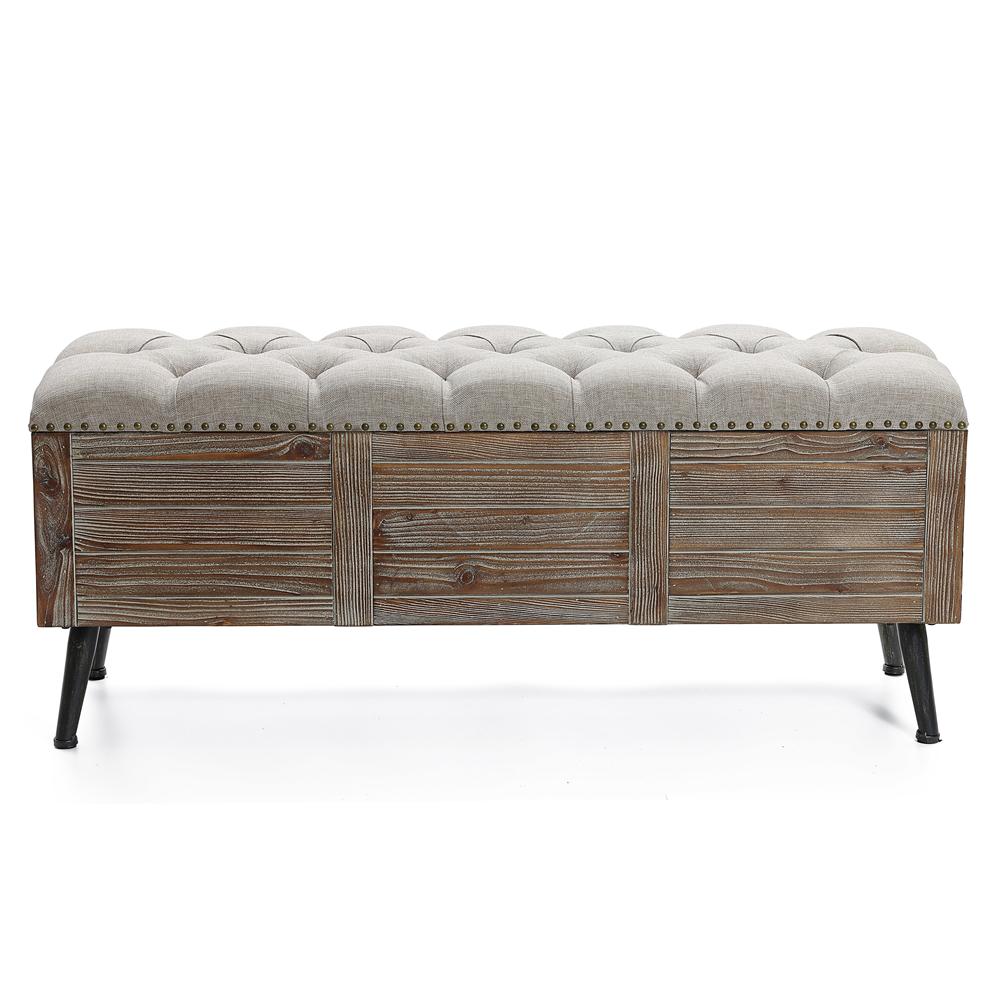 LuxenHome WHIF1095 Modern Brown Accent Bench with Storage 47.24-in x 15.75-in x 20.08-in