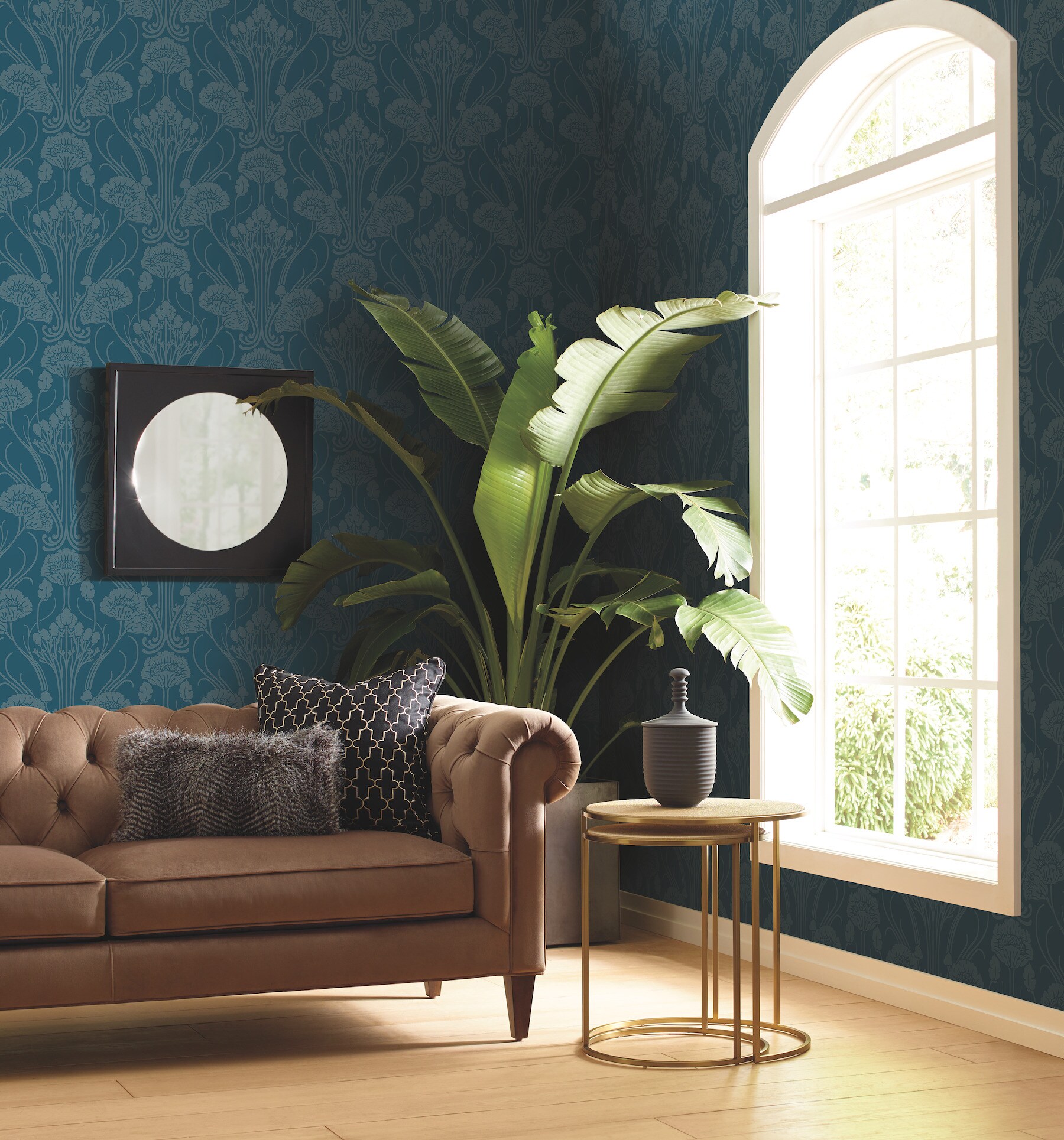 York Wallcoverings CA1565 Antonina Vella Deco 60.8-Sq. Feet Cobalt Non-woven Ivy/Vines Unpasted Wallpaper