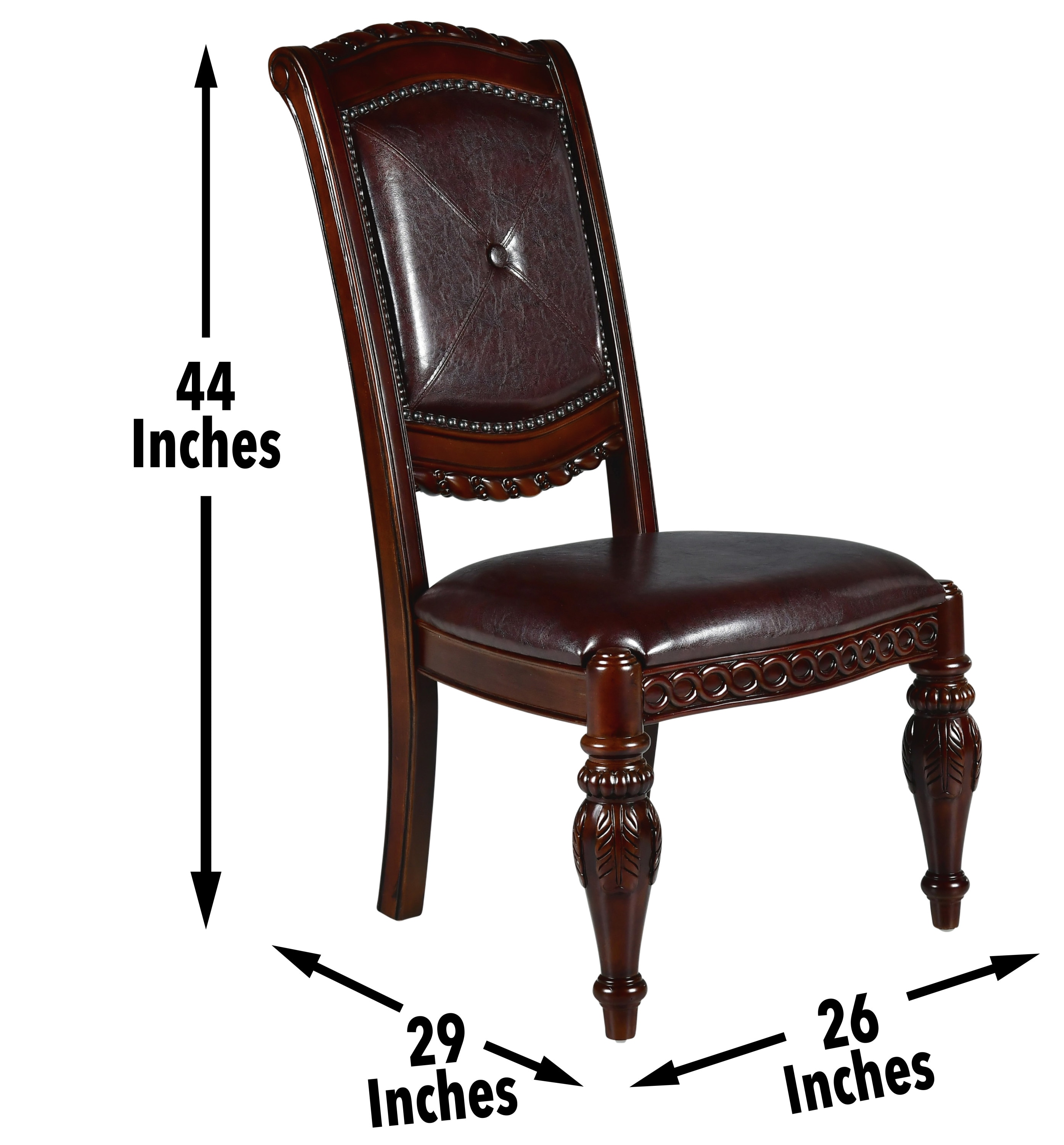 Antoinette Brown Leather Upholstered Traditional Side Chair