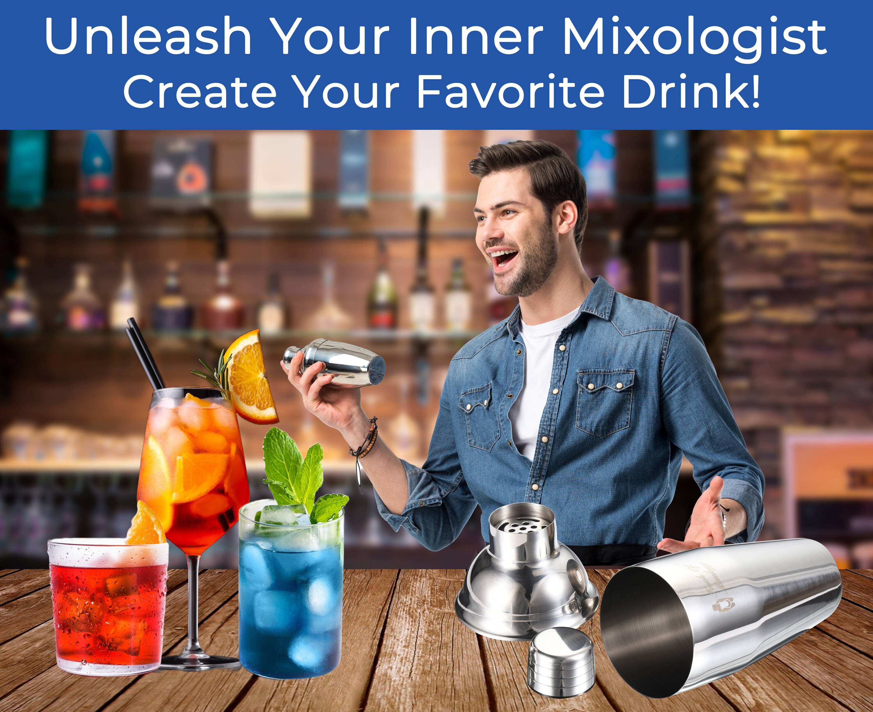 Nutrichef Mixology Bartender Cocktail Shaker Set