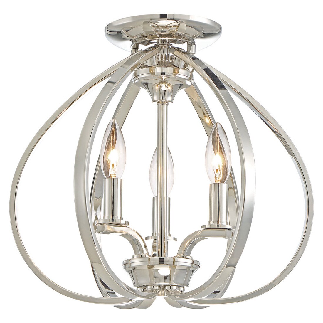 Polished Nickel 3-Light Semi Flush Mount Ceiling Fixture