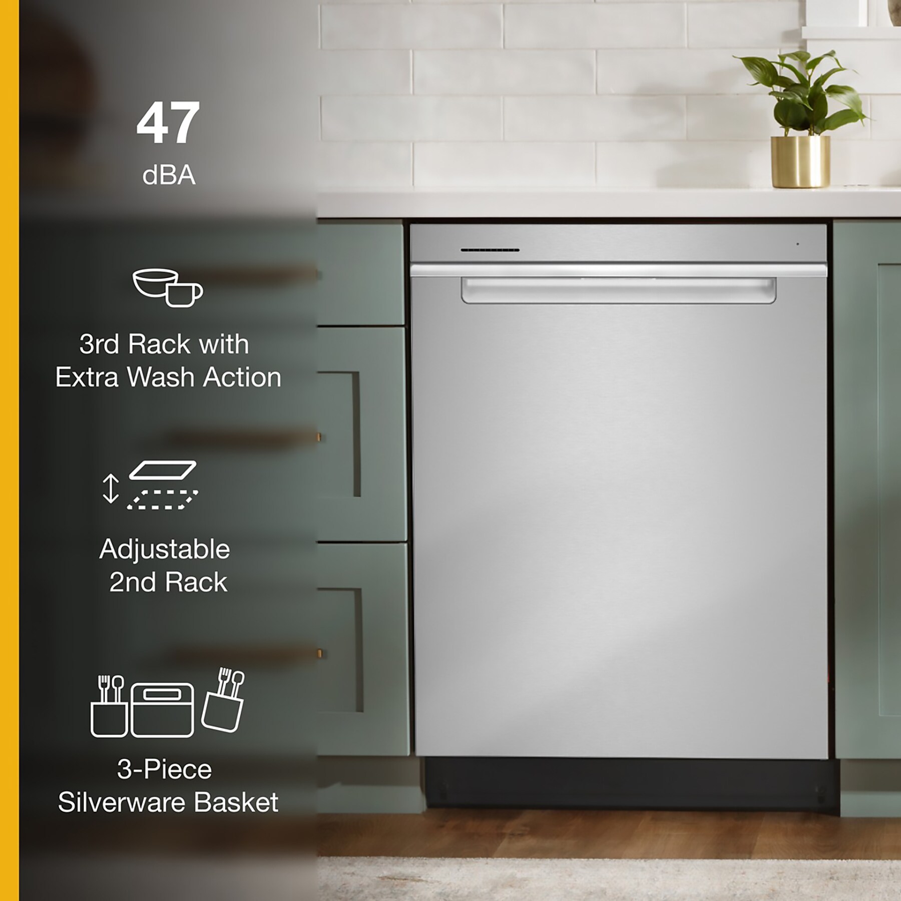 Whirlpool Top Control 24in BuiltIn Dishwasher With Third Rack