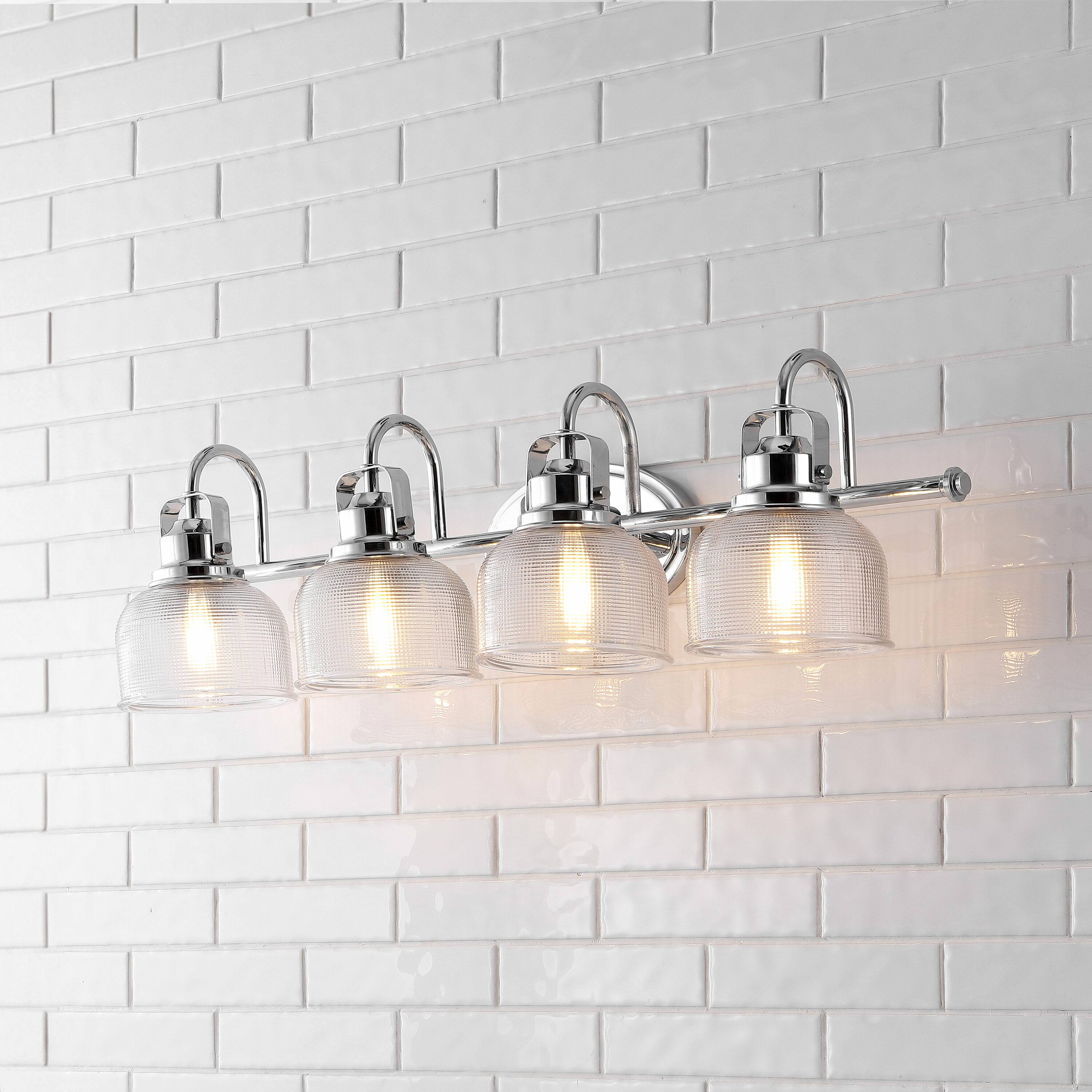 JONATHAN  Y JYL7902A Virginia Metal/Glass Classic 30-in 4 -Light Chrome Traditional Vanity light