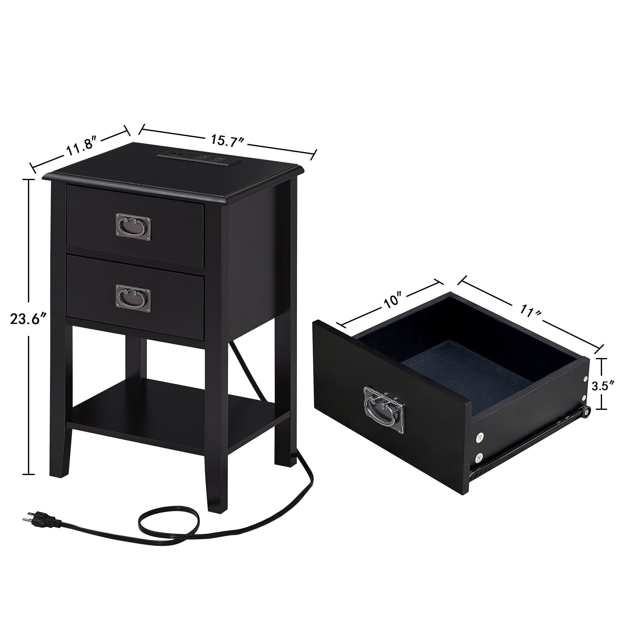 Vecelo LOE-HD-CNS14-BLK-A2 nightstands - View #3